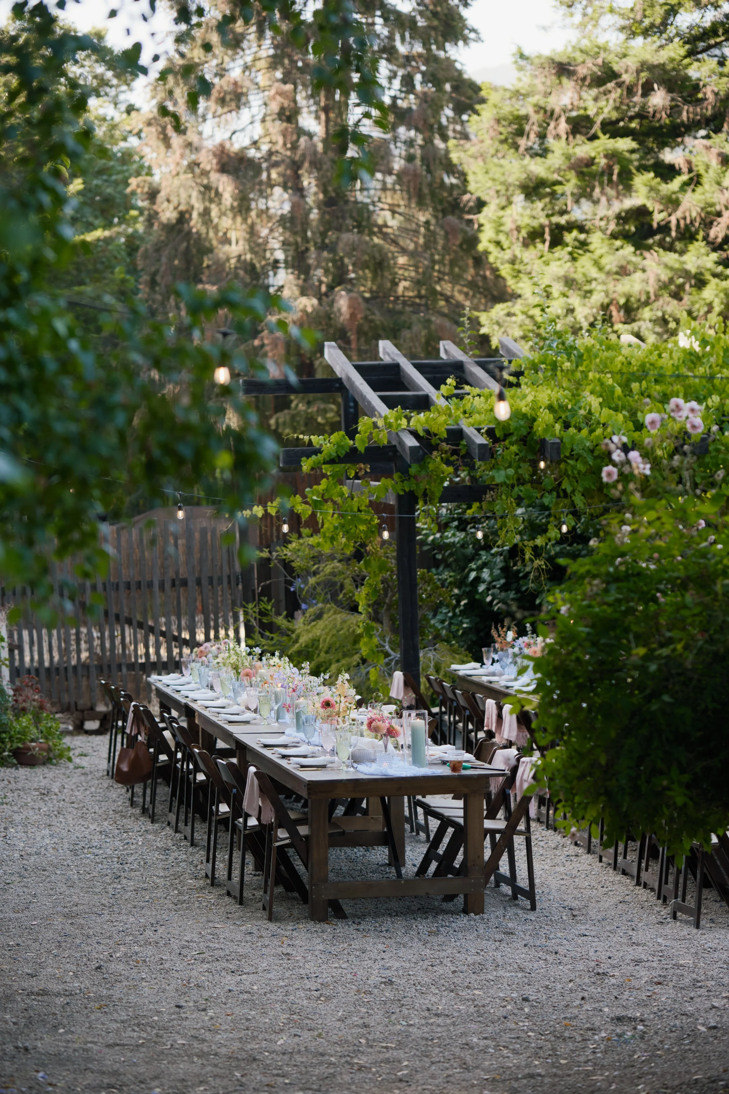 summer blooms in an intimate table setting in Big Sur 