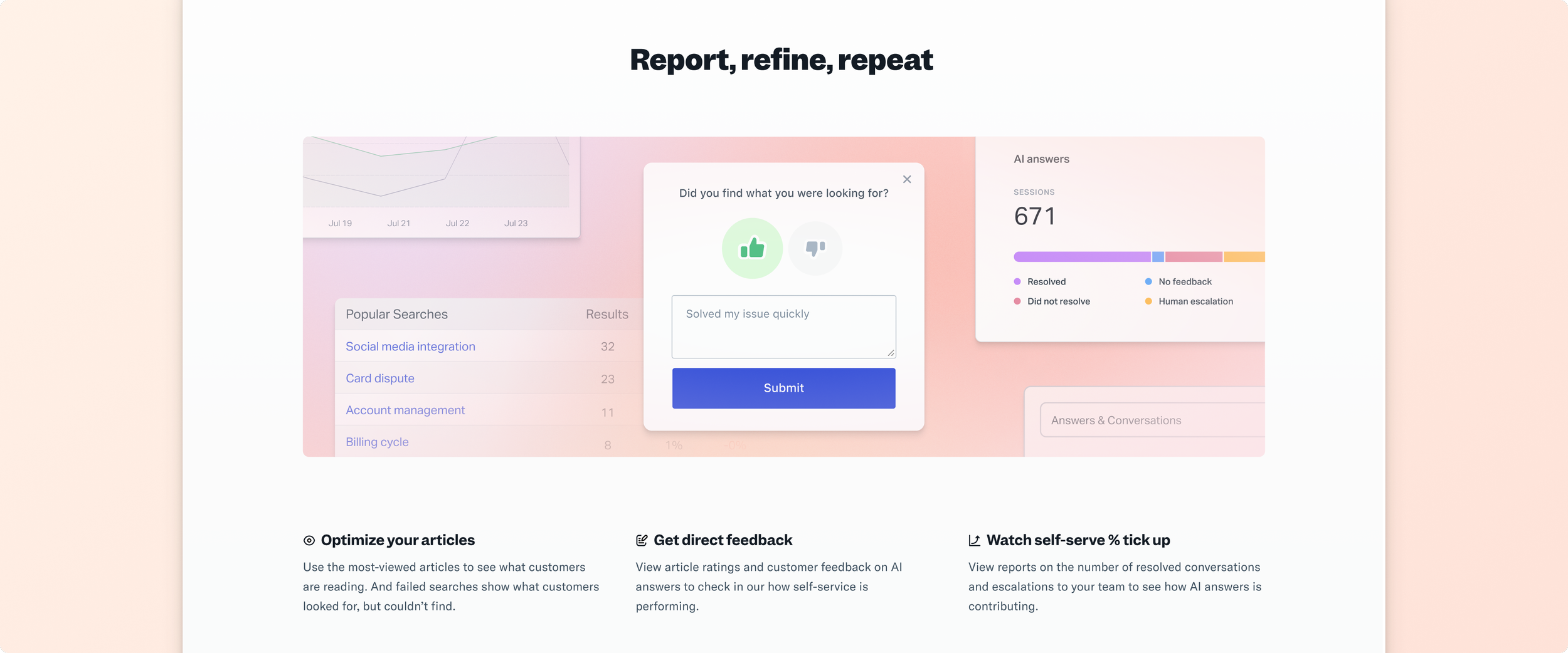 Snippet from the self-service landing page