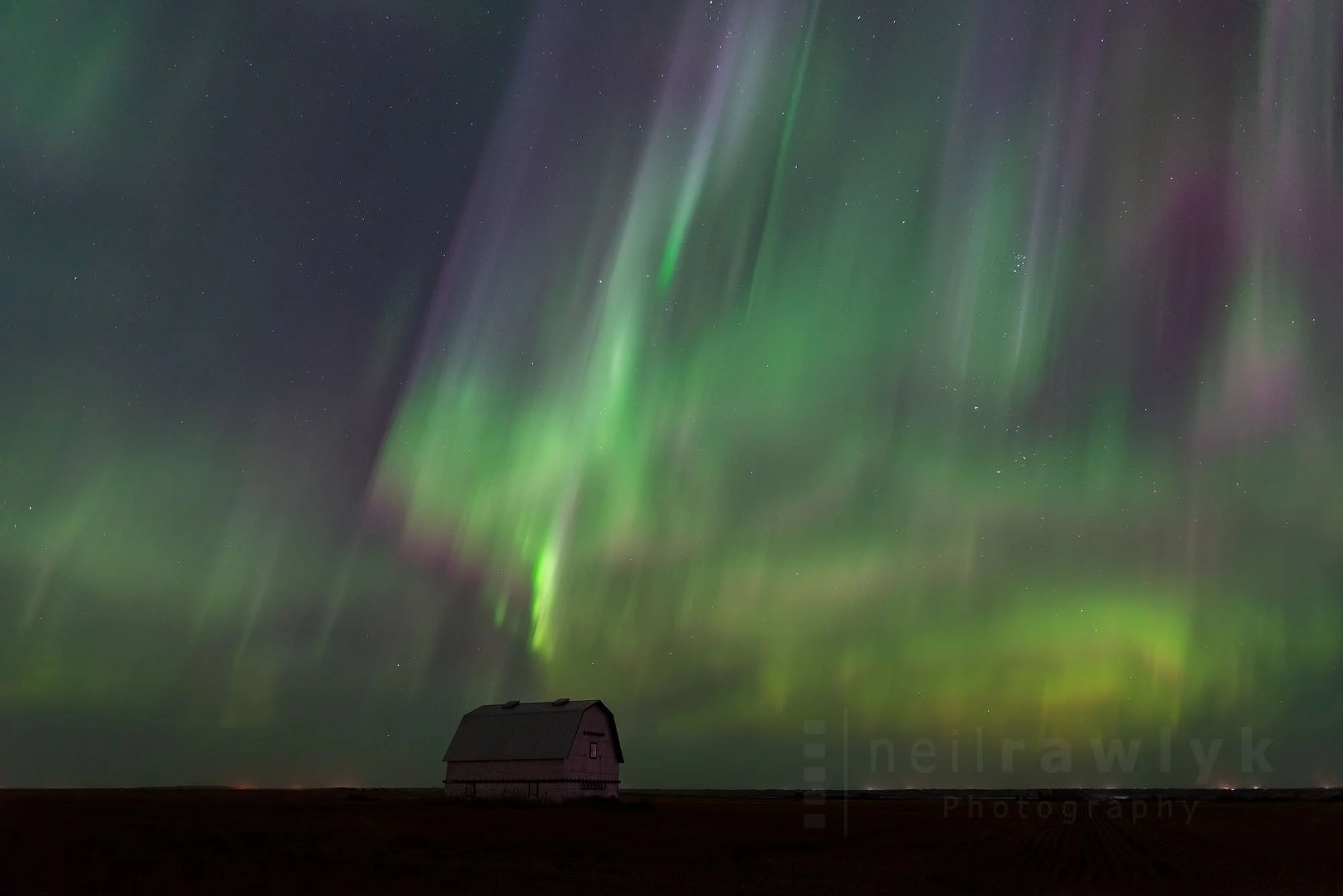 Northern Lights over a Barn in Saskatchewan