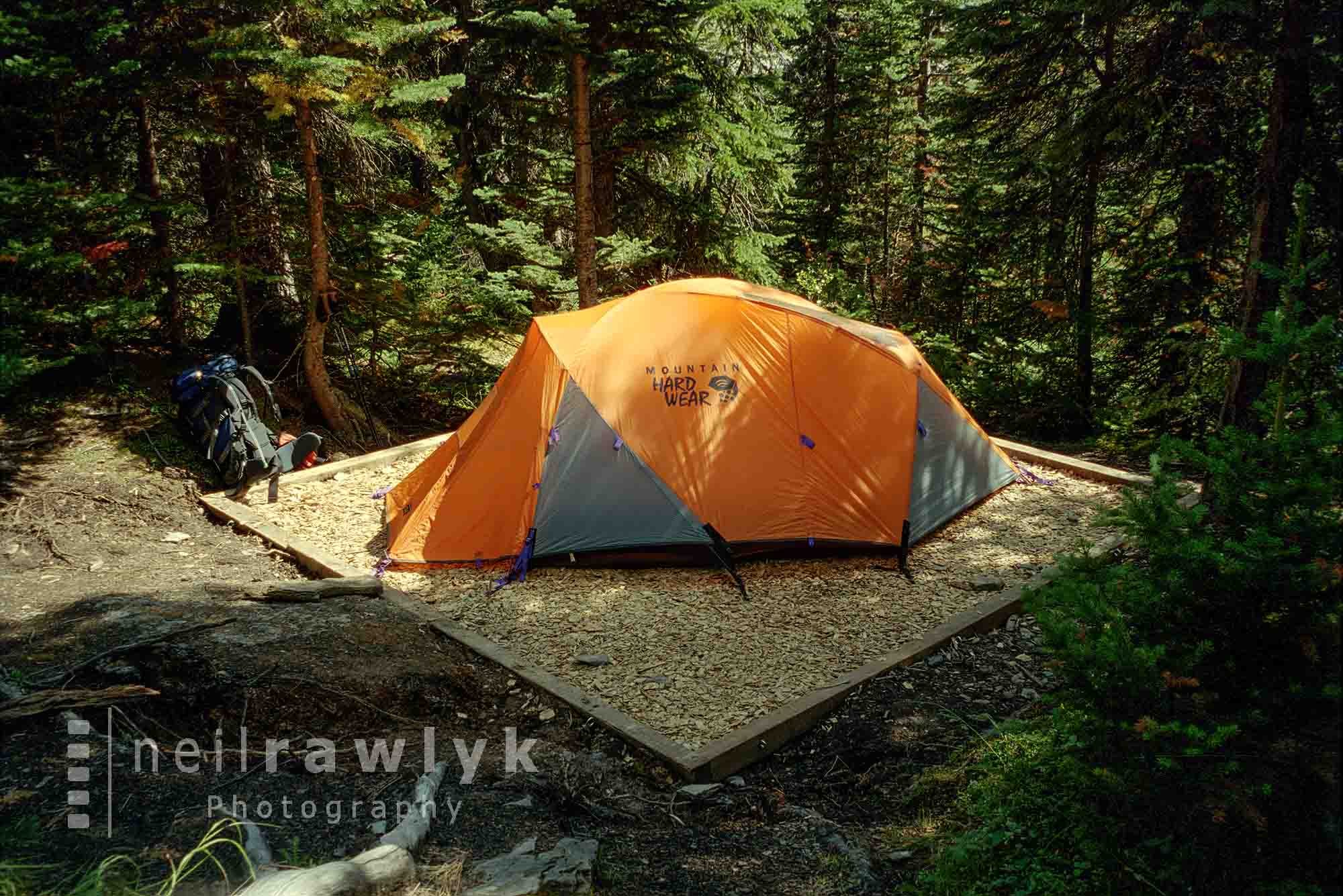 Tent and campsite at Berg Lake