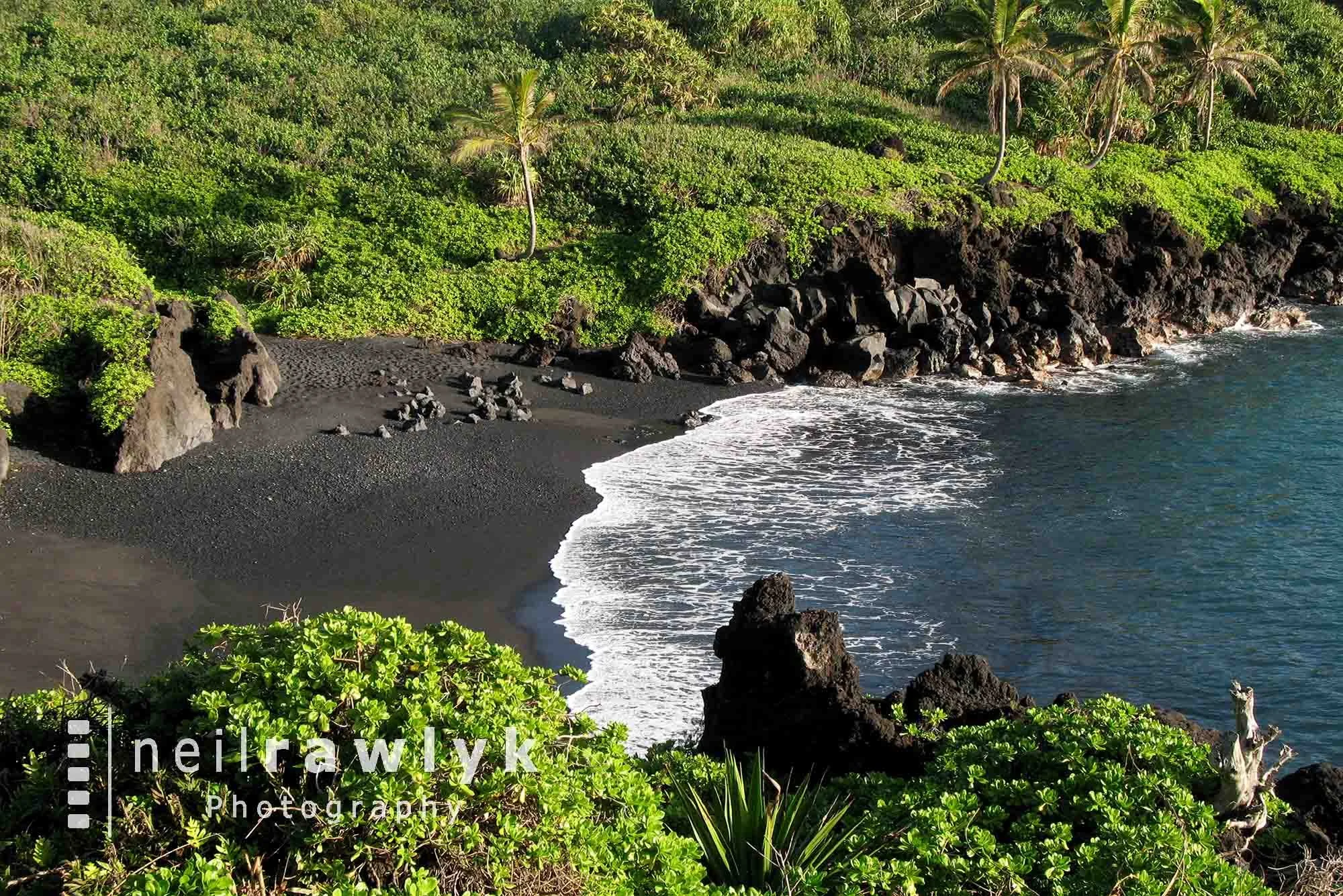 Black sand beach Maui Hawaii
