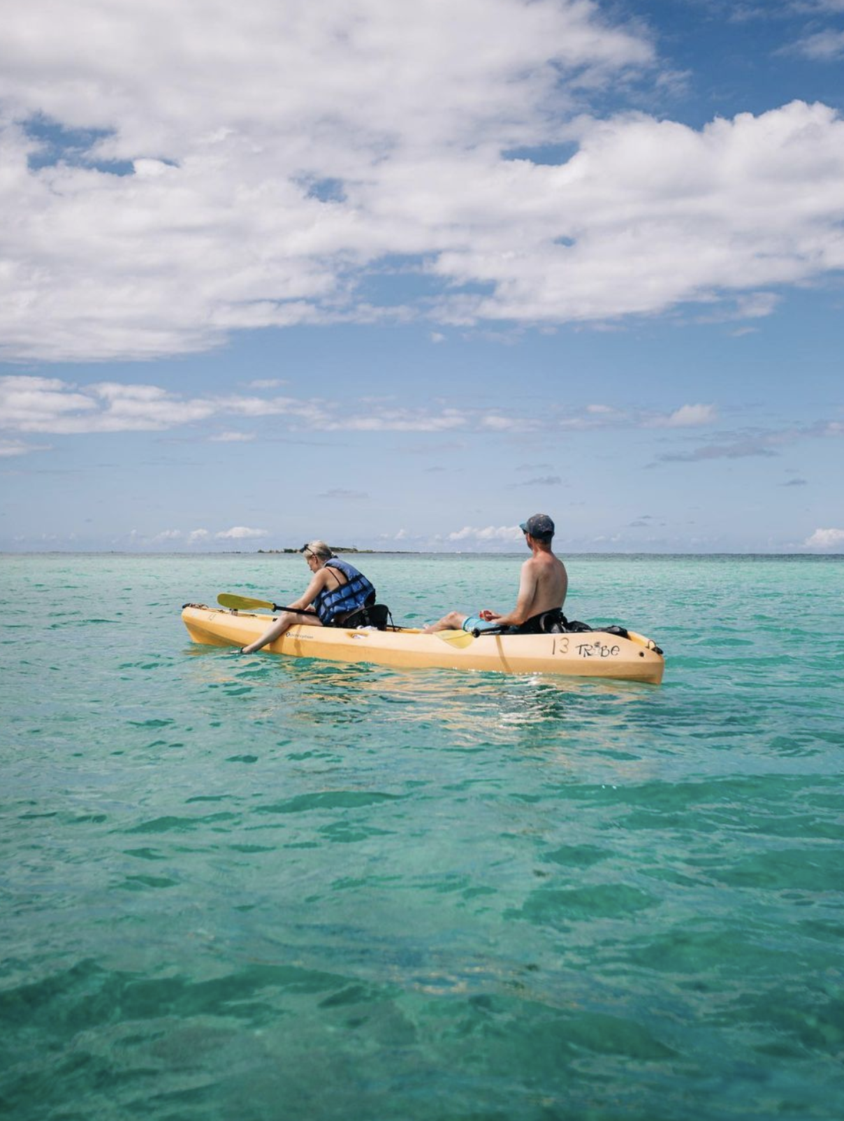 A couple kayaks in the Pacific Ocean.
