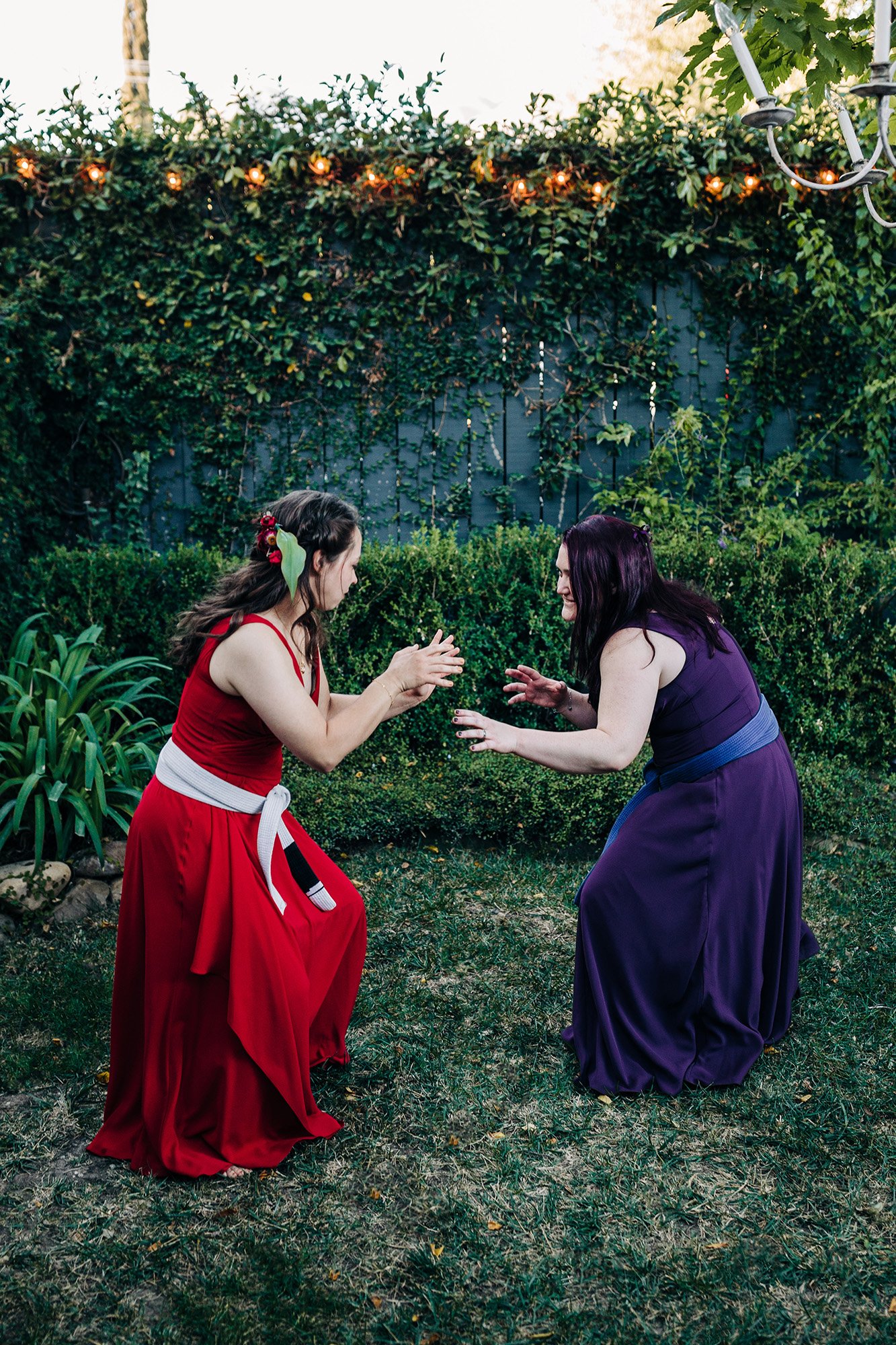 Heather and Veronica do jiu-jitsu on their wedding day.