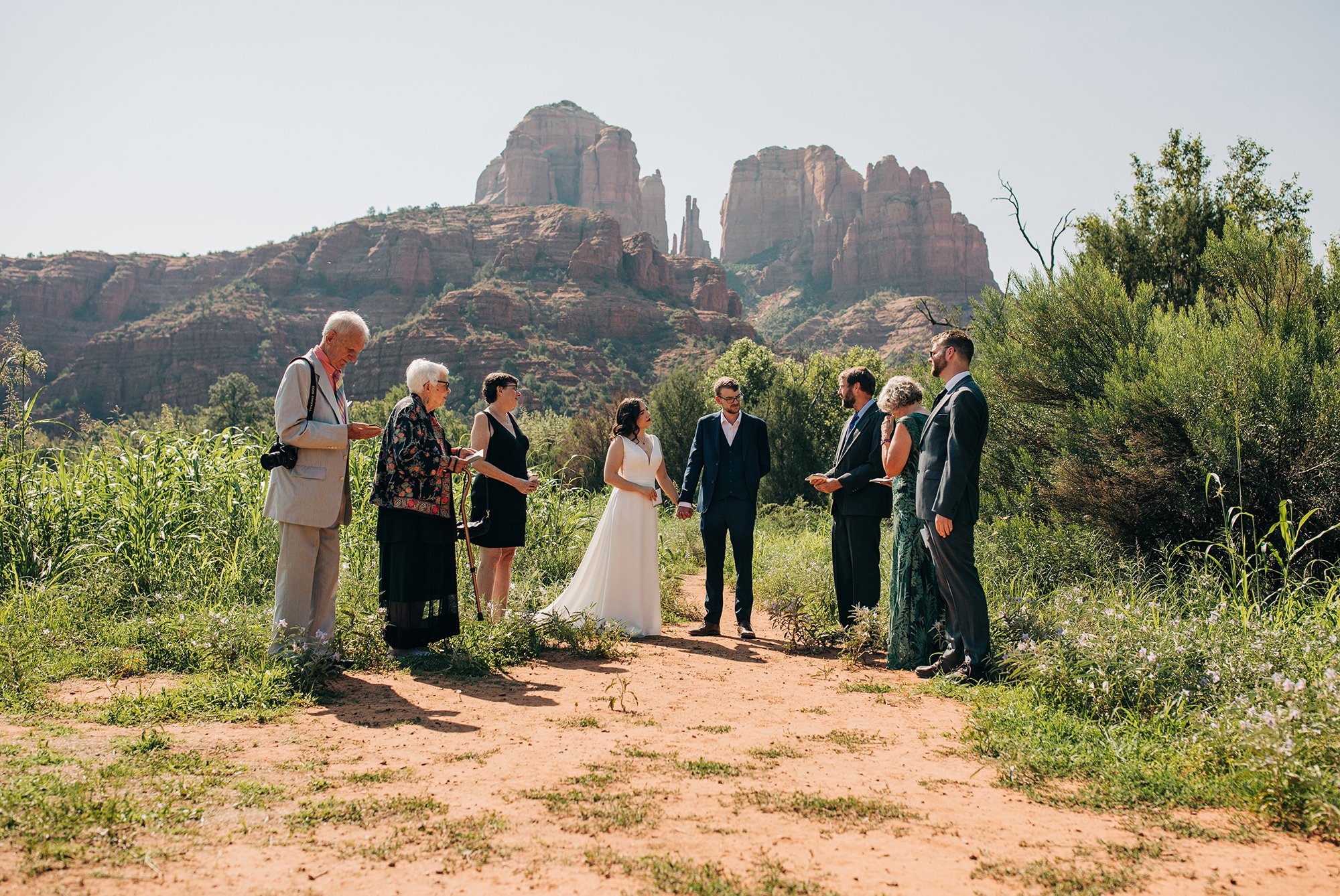 Supported by their families, Stephanie and Matthew get married in Sedona Arizona