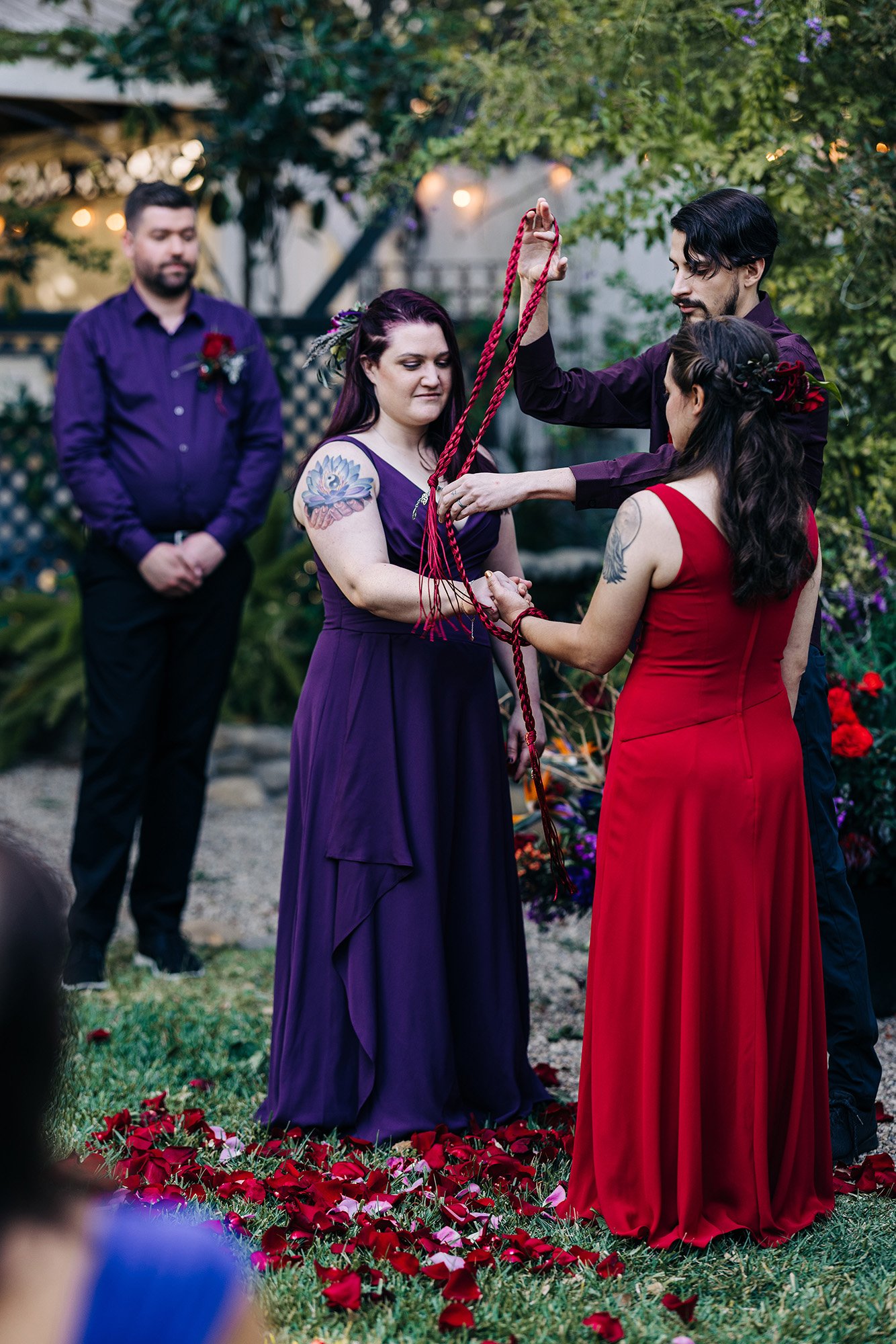 Heather and Veronica have a handfasting ceremony during their wedding in Ojai, California.