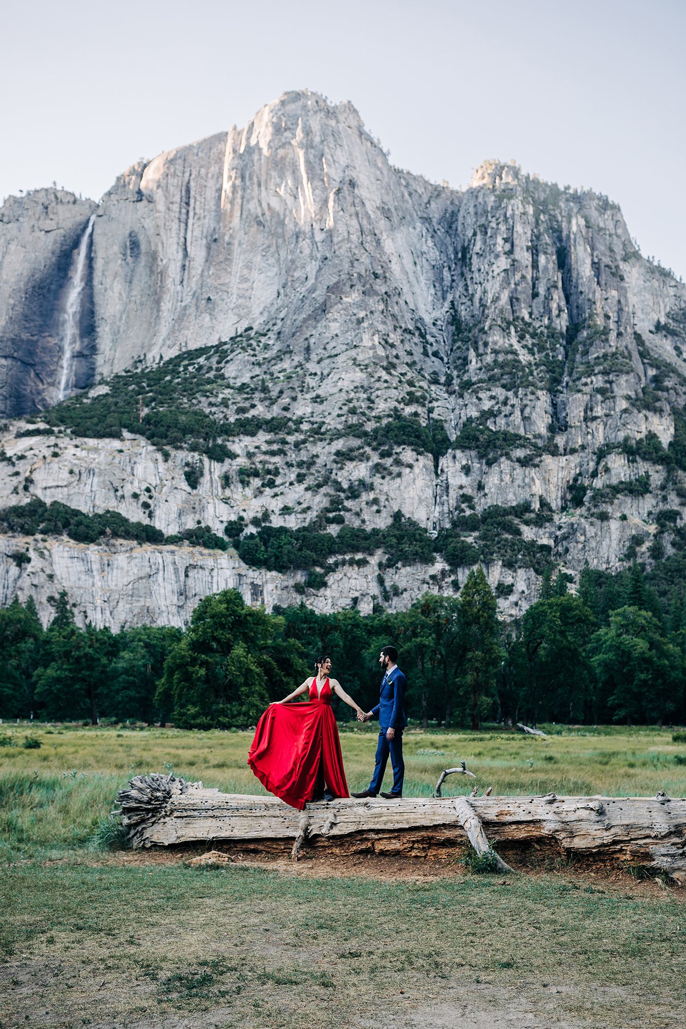 Yooree and Jarrod admire the view during their elopement in Yosemite National Park.
