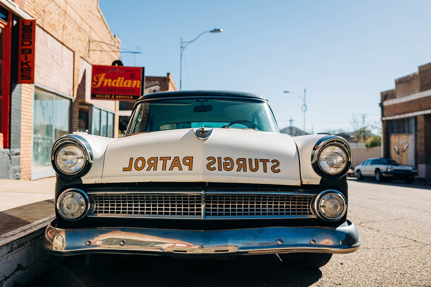 A retro police car in an historical area in Bisbee, Arizona.