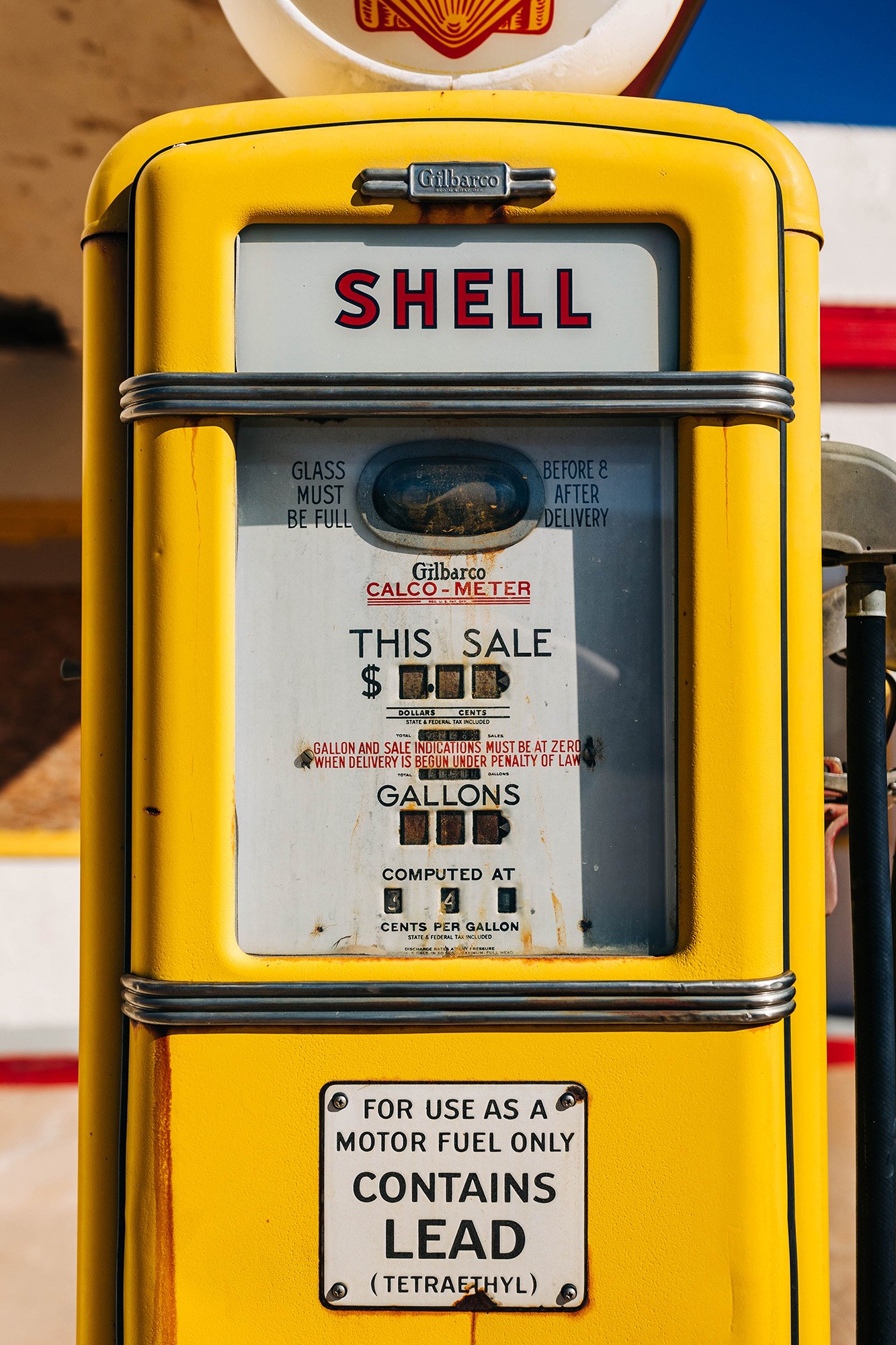 A retro Shell station in the historic area of Bisbee, Arizona.