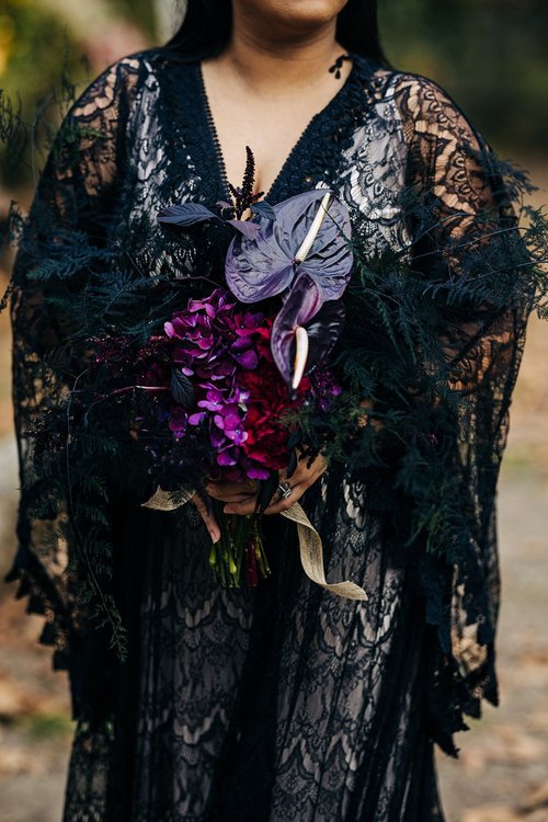 black dress with purple Black & Purple Ball Gown Dress