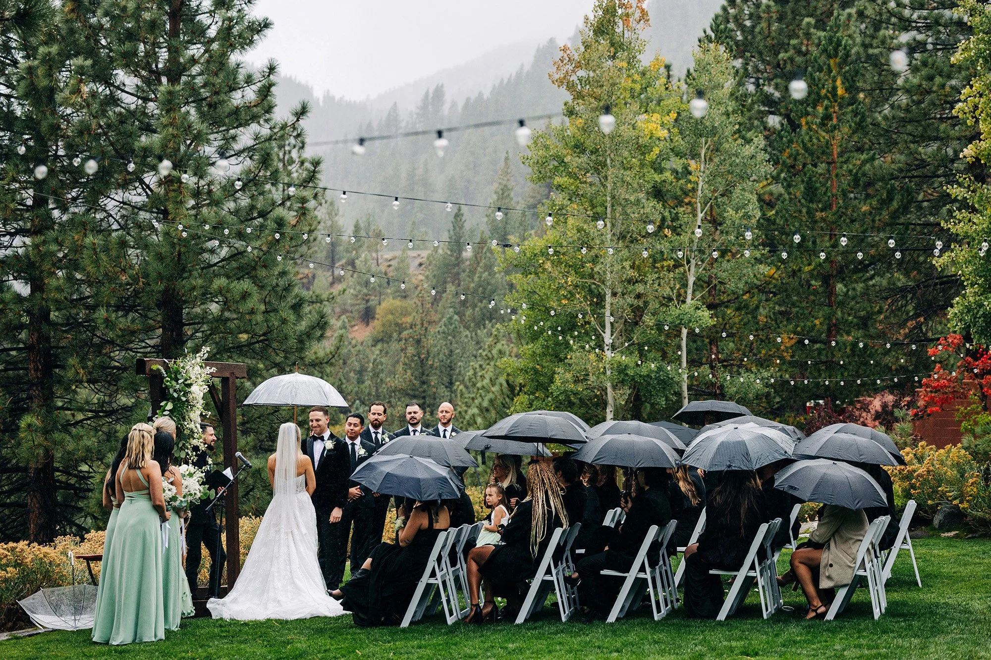 Rainy, All Black Wedding at Tannenbaum Event Center in Reno