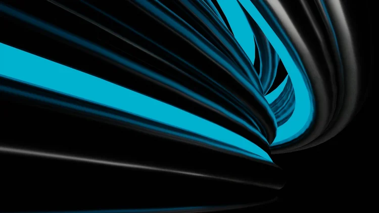 Abstract digital artwork with spiraling blue lines