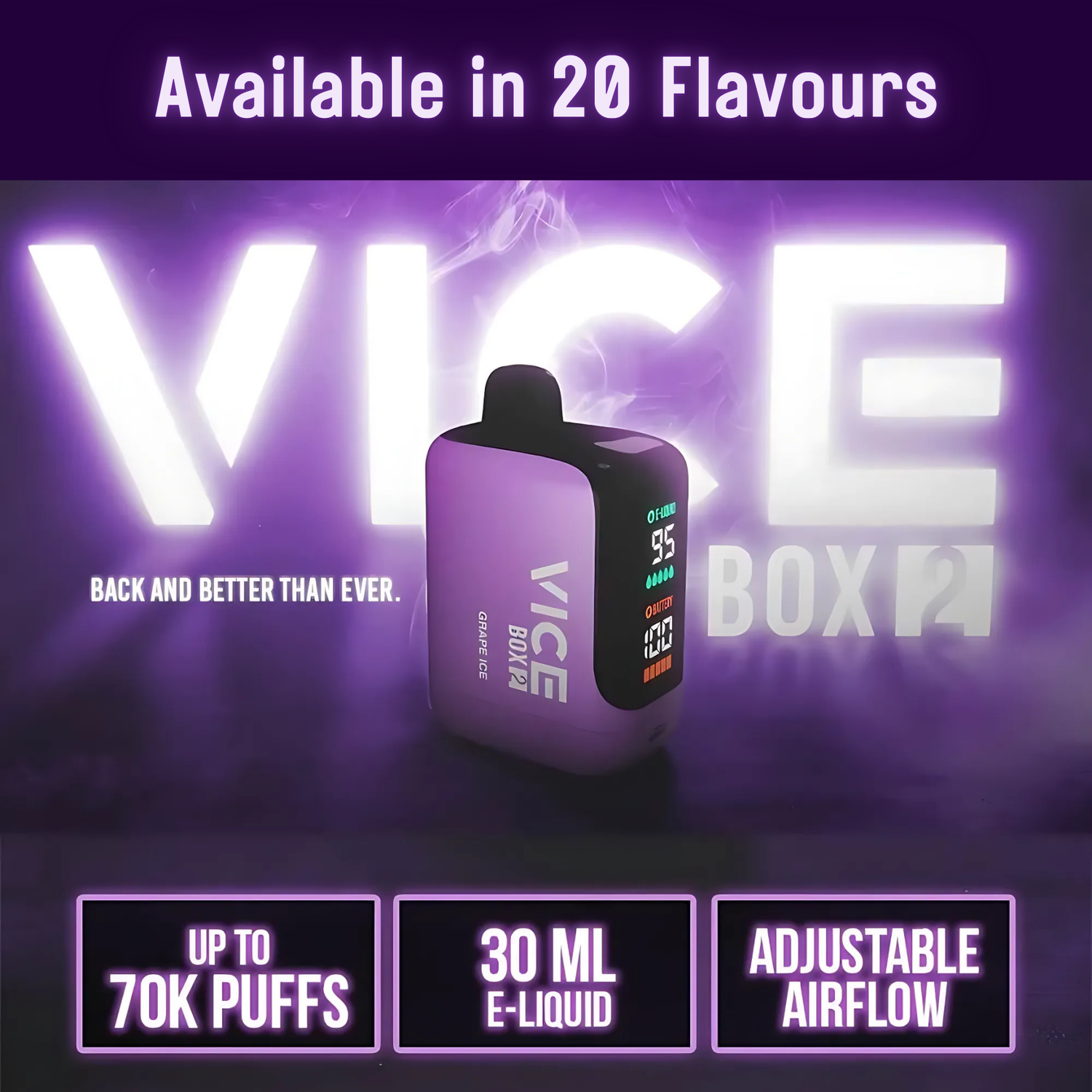 VICE BOX 2 Disposable Vape - 70K Puffs  EXETER VAPE
