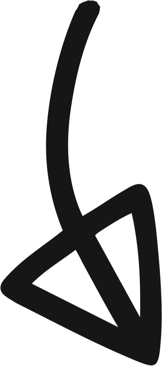 A black and white drawing of a cartoonish paperclip with a triangle shape and a curved line extending from the top.