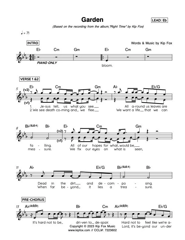 "Garden" Charts & Lead Sheets