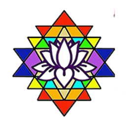A lotus superimposed on a rainbow Sri Yantra, the logo for Tantra 4 Gay Men