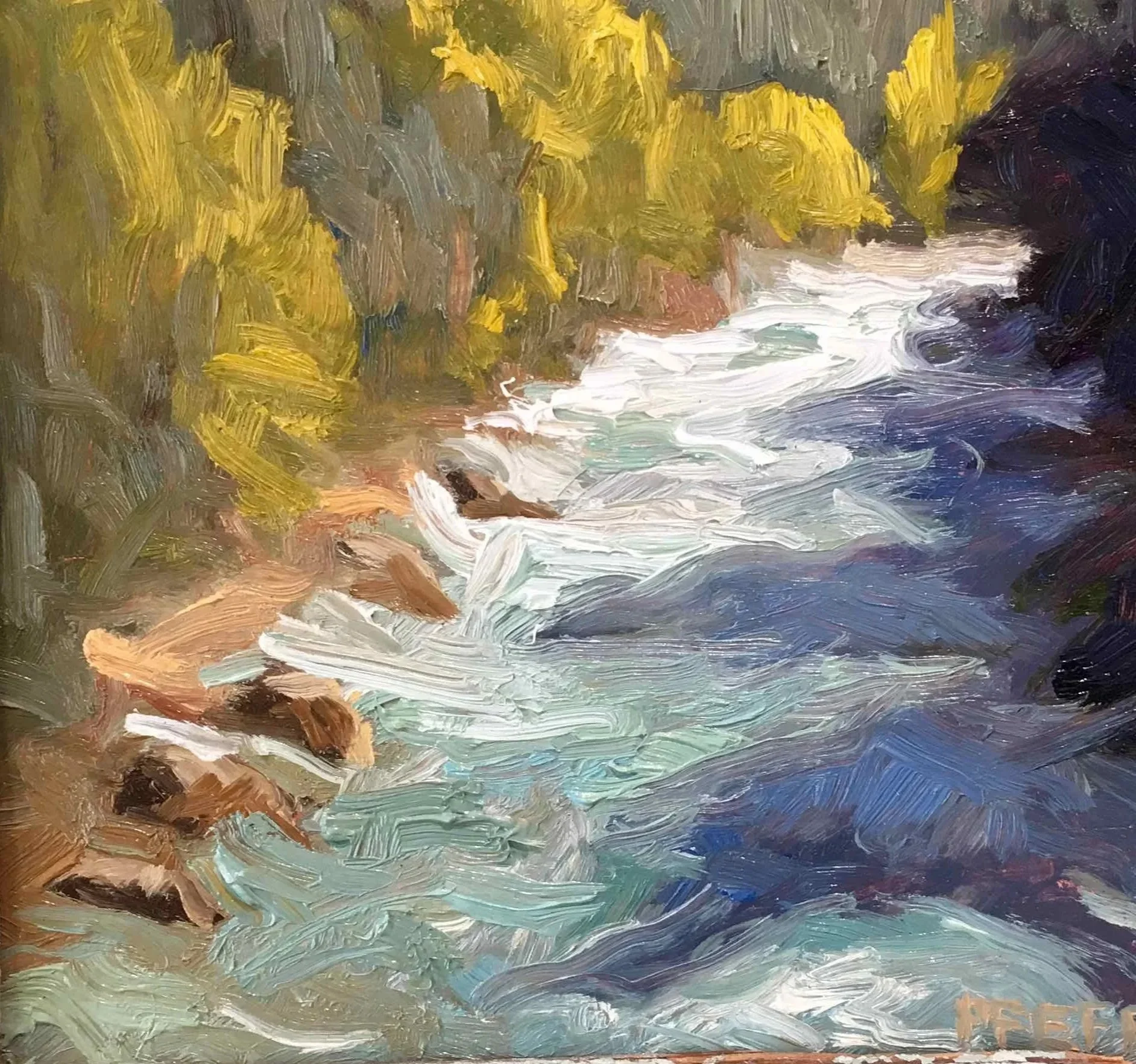 McCloud River, oil on panel, 9 x 9 inches - SOLD