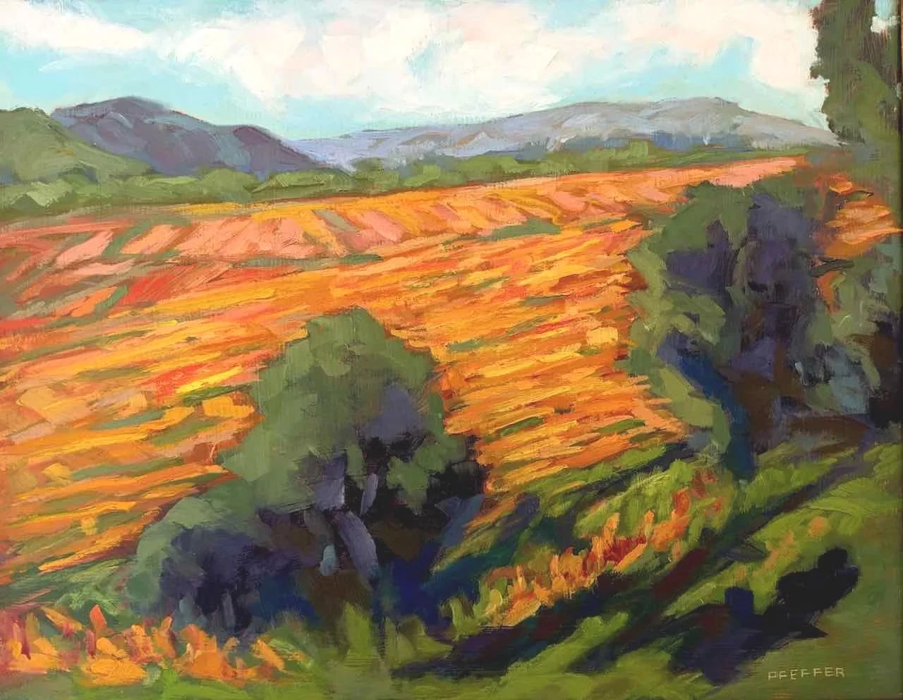 Autumn Dry Creek, oil on panel,  11 x 14 inches