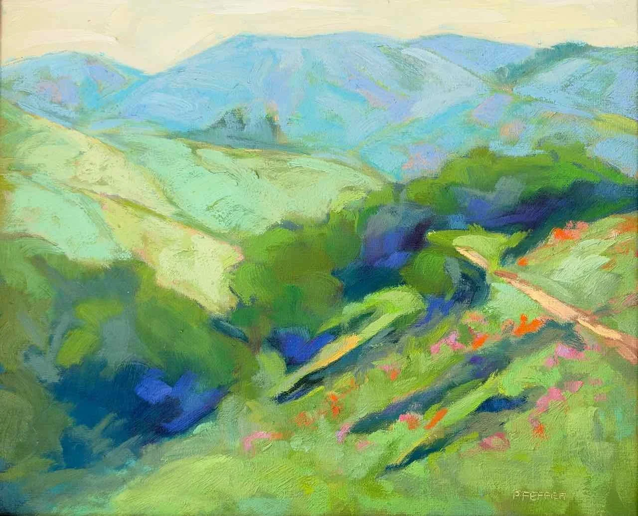 Hiking Helen Putnam, oil on panel, 9 x 11 inches