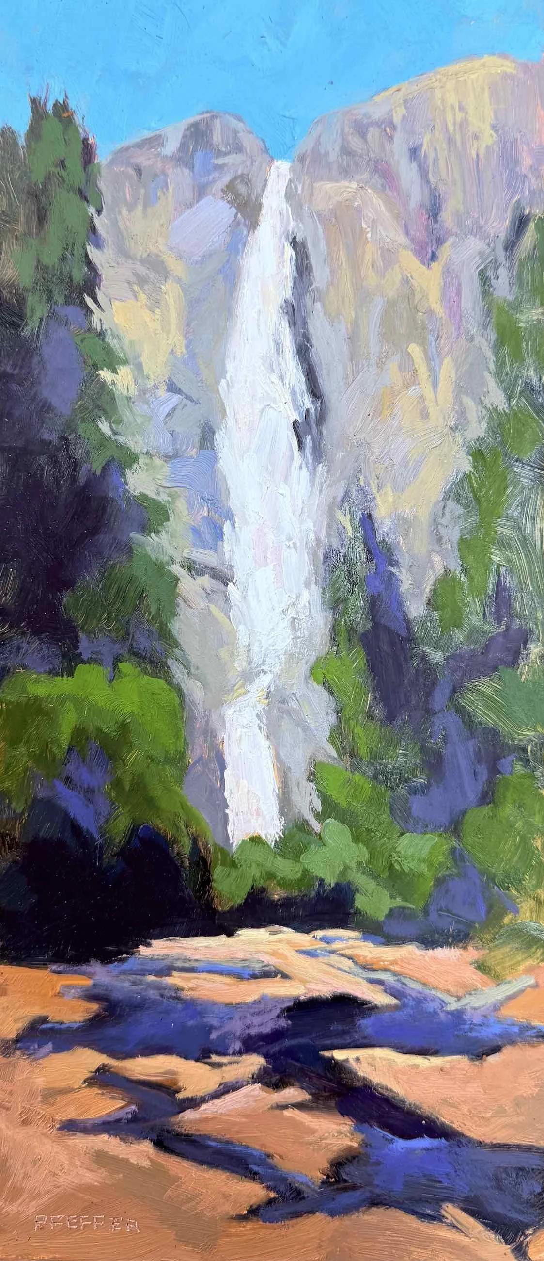 Yosemite Falls 6x14 Oil on panel