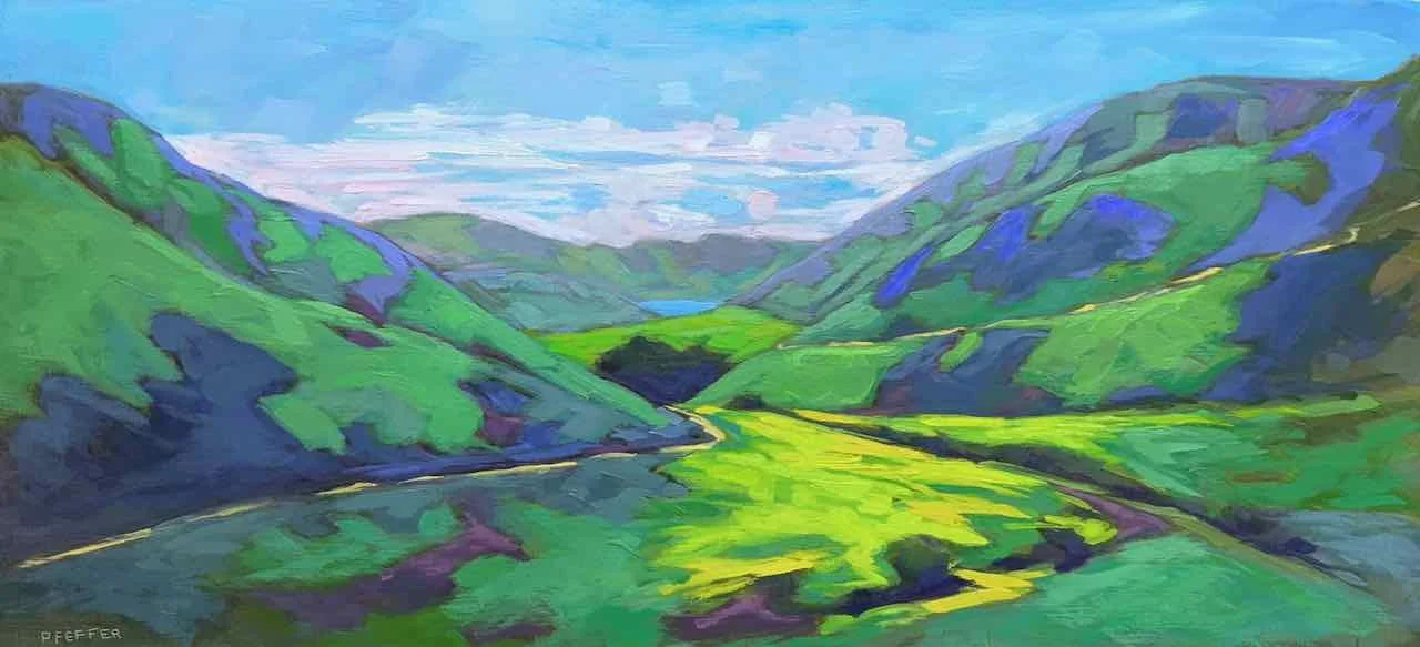 Miwok Trail, Marin Headlands 9x20 Oil on panel