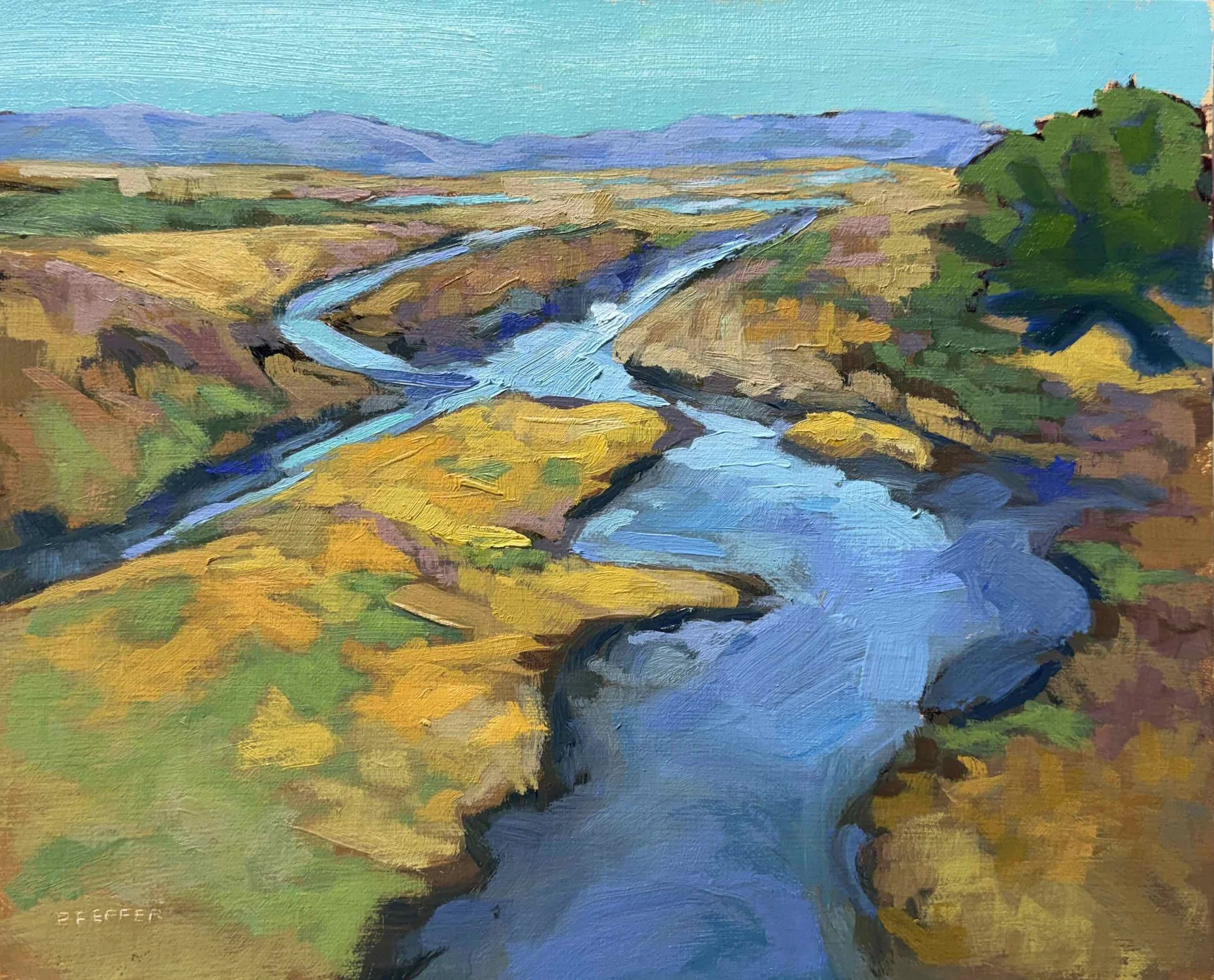 Limantour Estuary, oil on panel, 10 x 10 inches