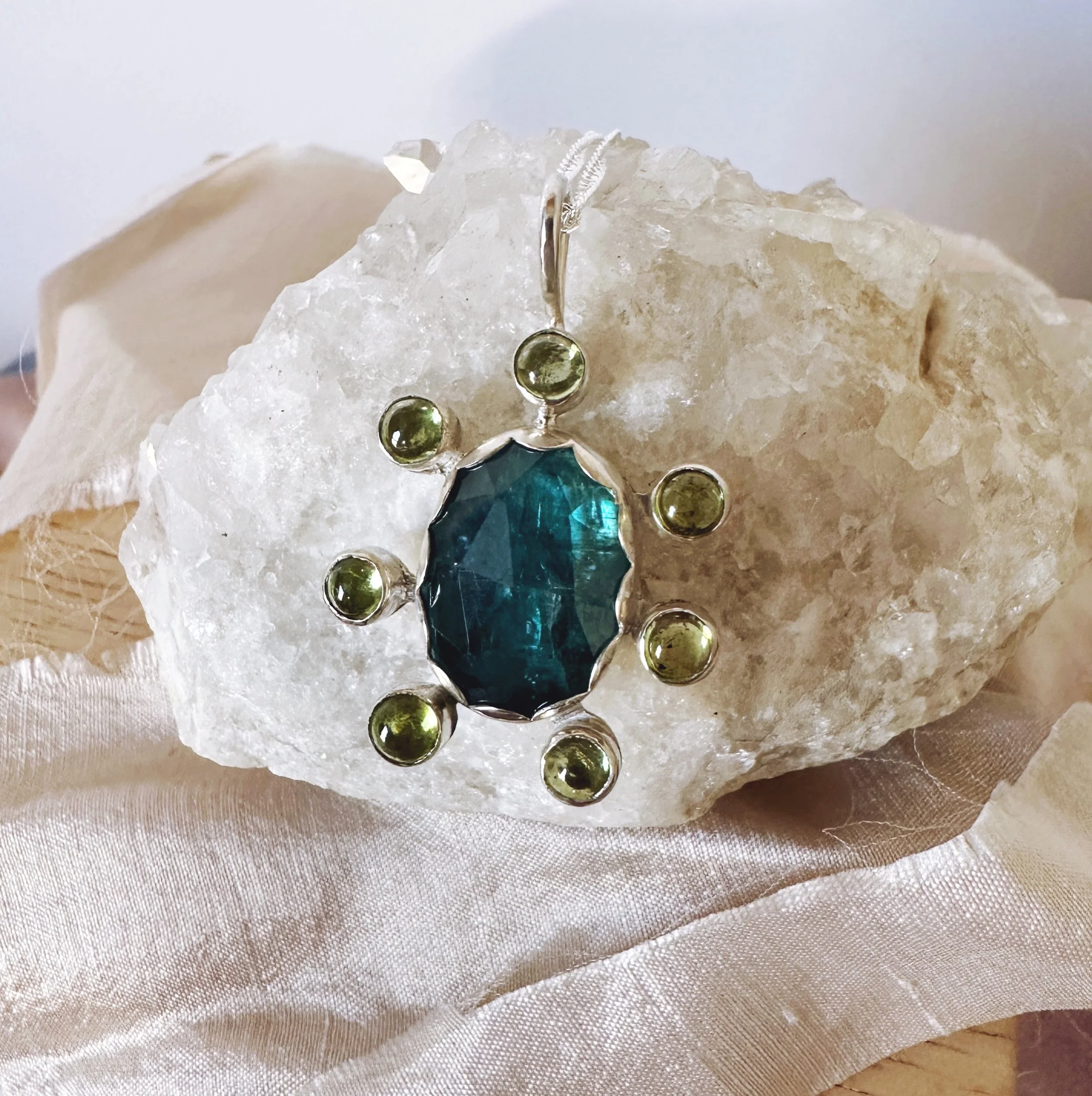 Apatite and Peridot Sterling Silver Pendant