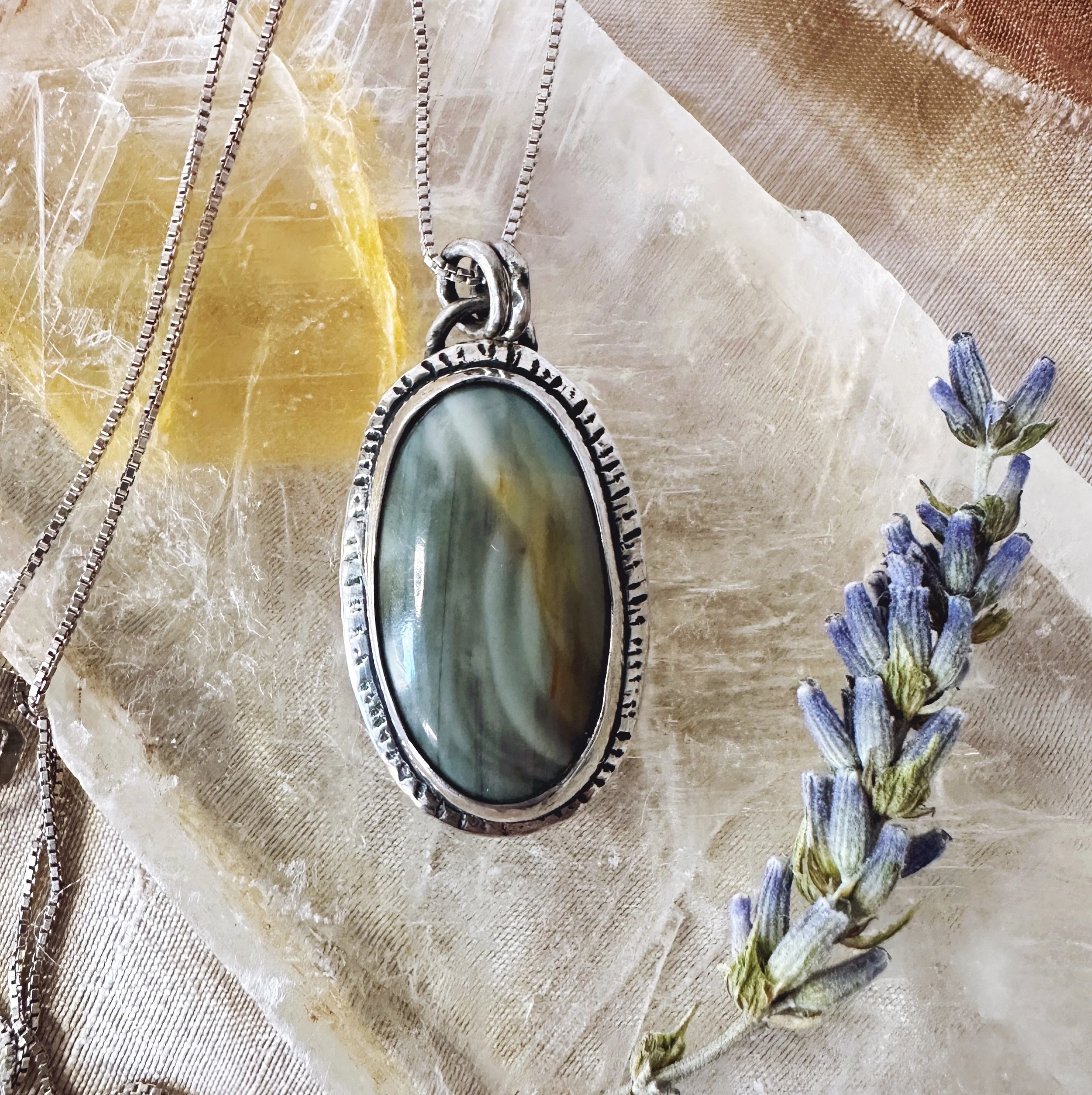 Imperial Jasper and Sterling Silver Necklace