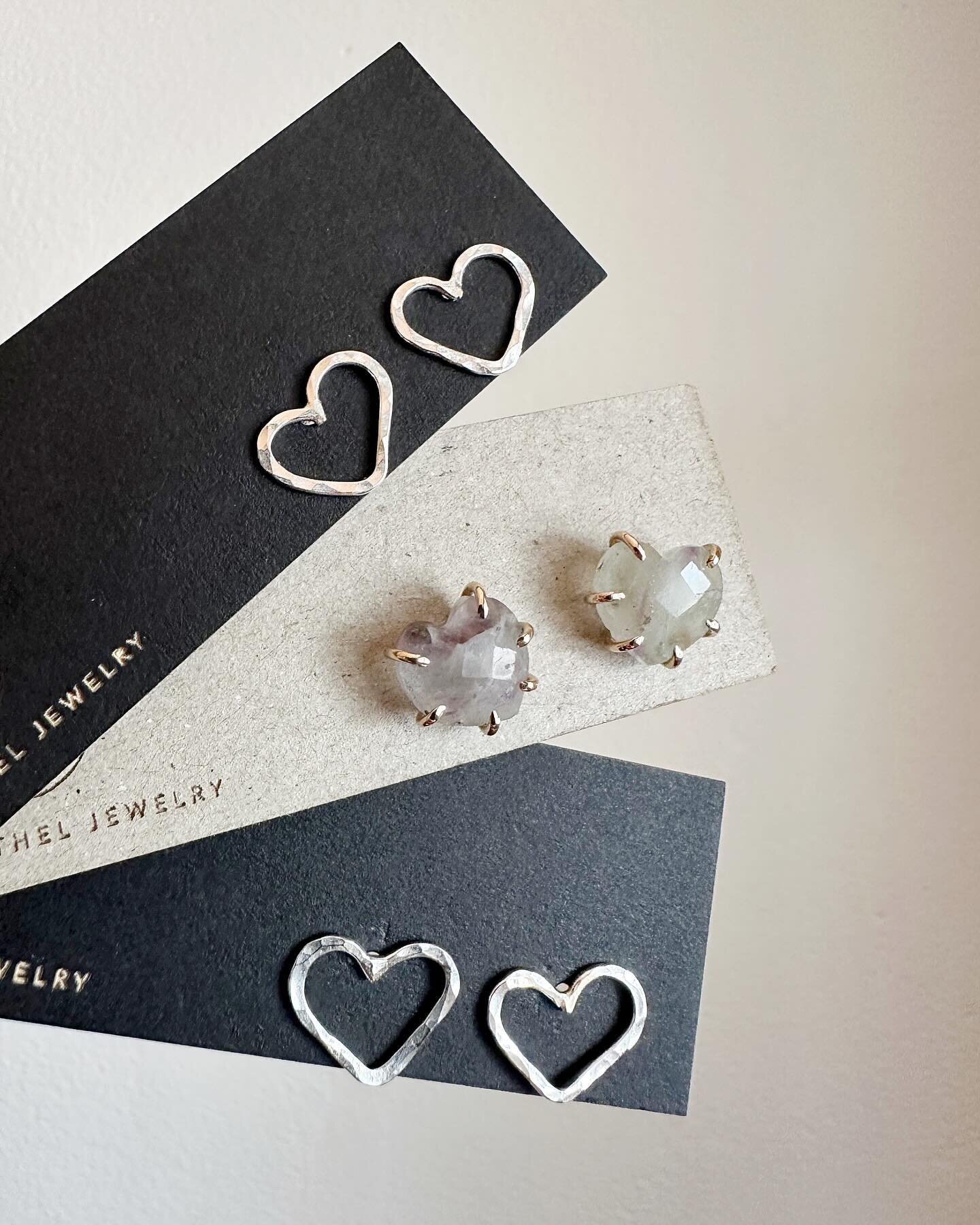 I didn't do a large Valentine collection this year but I will have a few special pieces available at tomorrow's @berwynfarmersmarket for your sweetie. I have four pairs of these hand formed sterling silver heart studs and one last pair of the sweetes