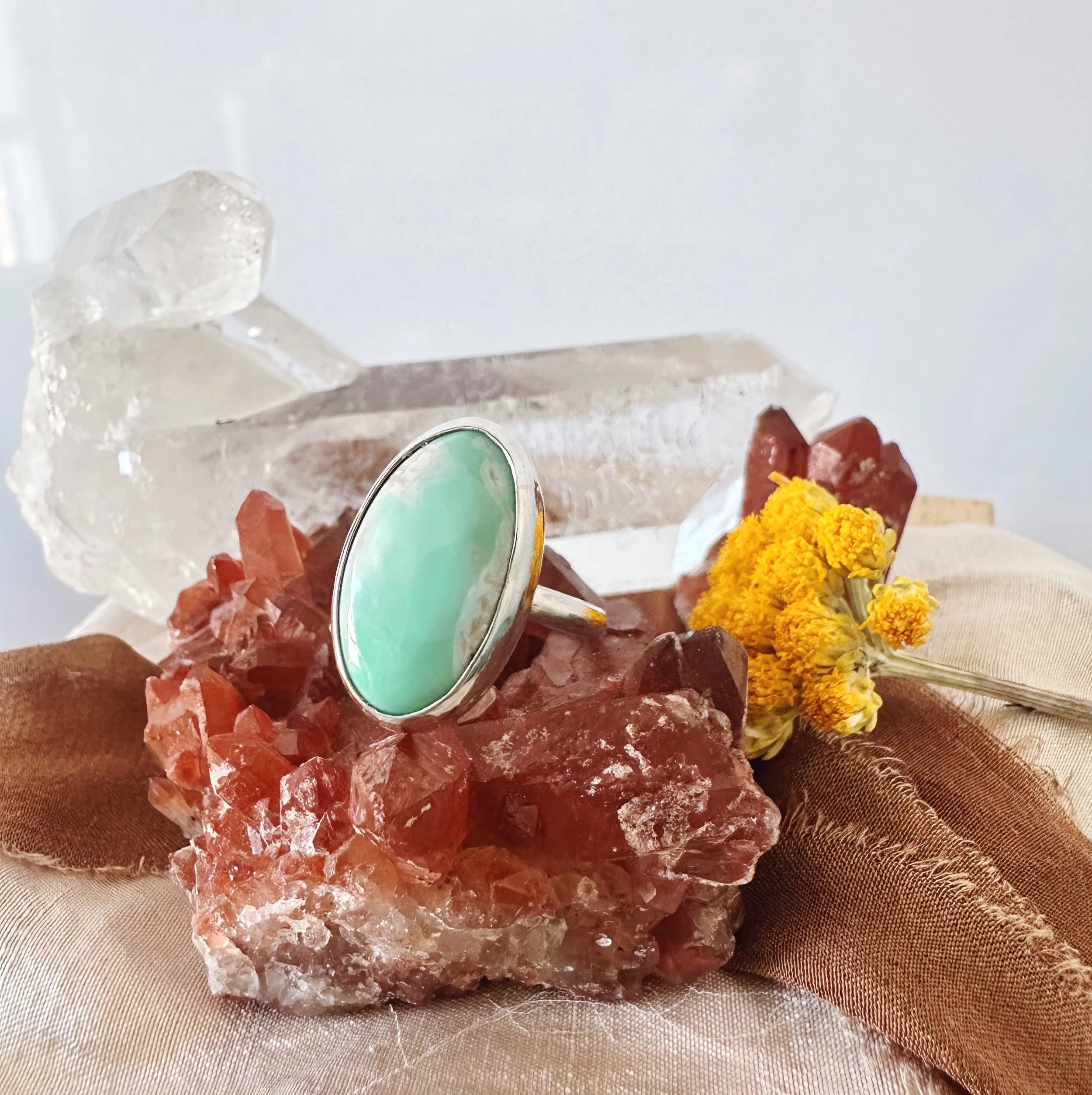 Variscite and Sterling Silver Ring - Size 5.5