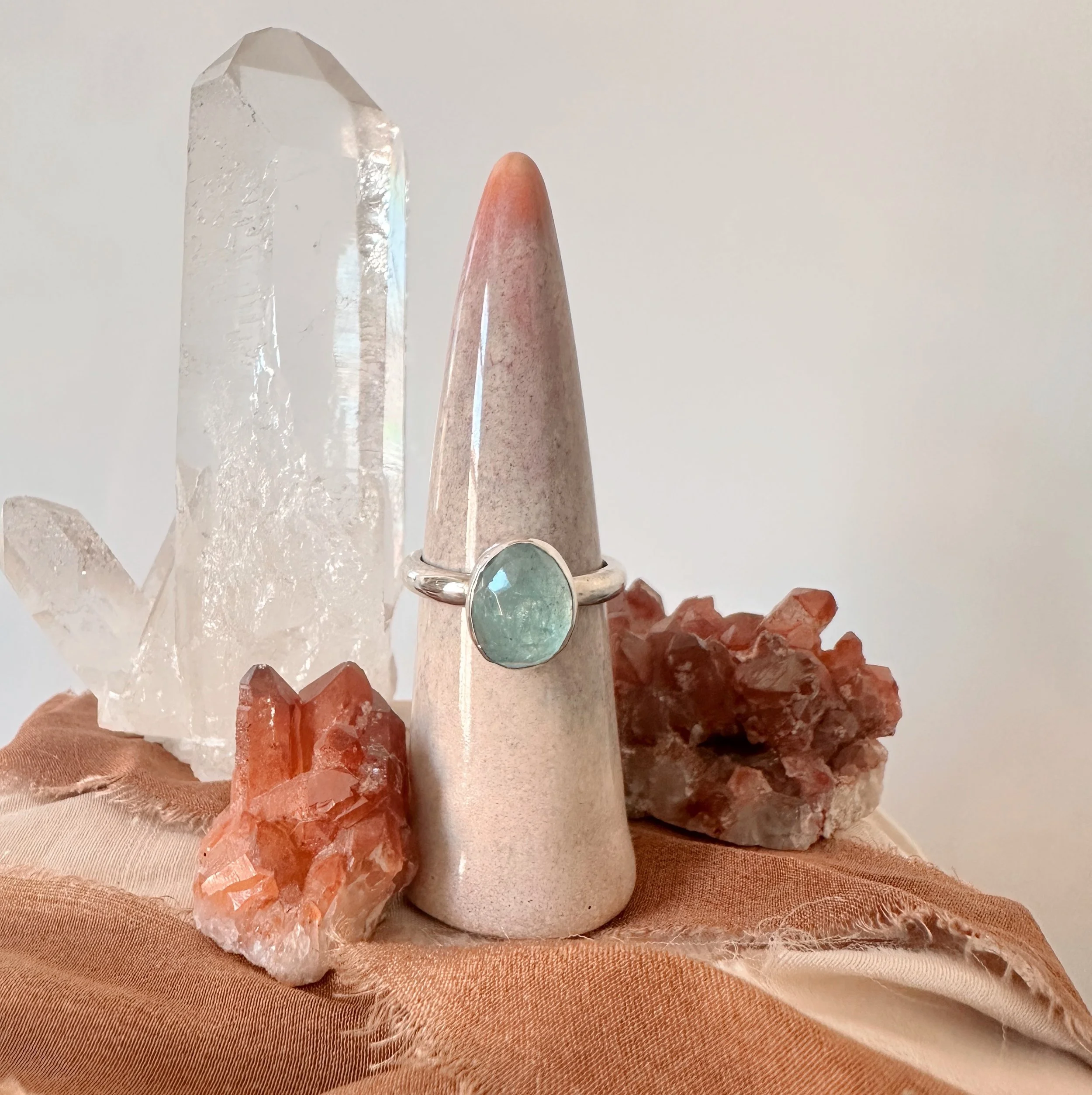 Aquamarine and Sterling Silver Ring, size 7