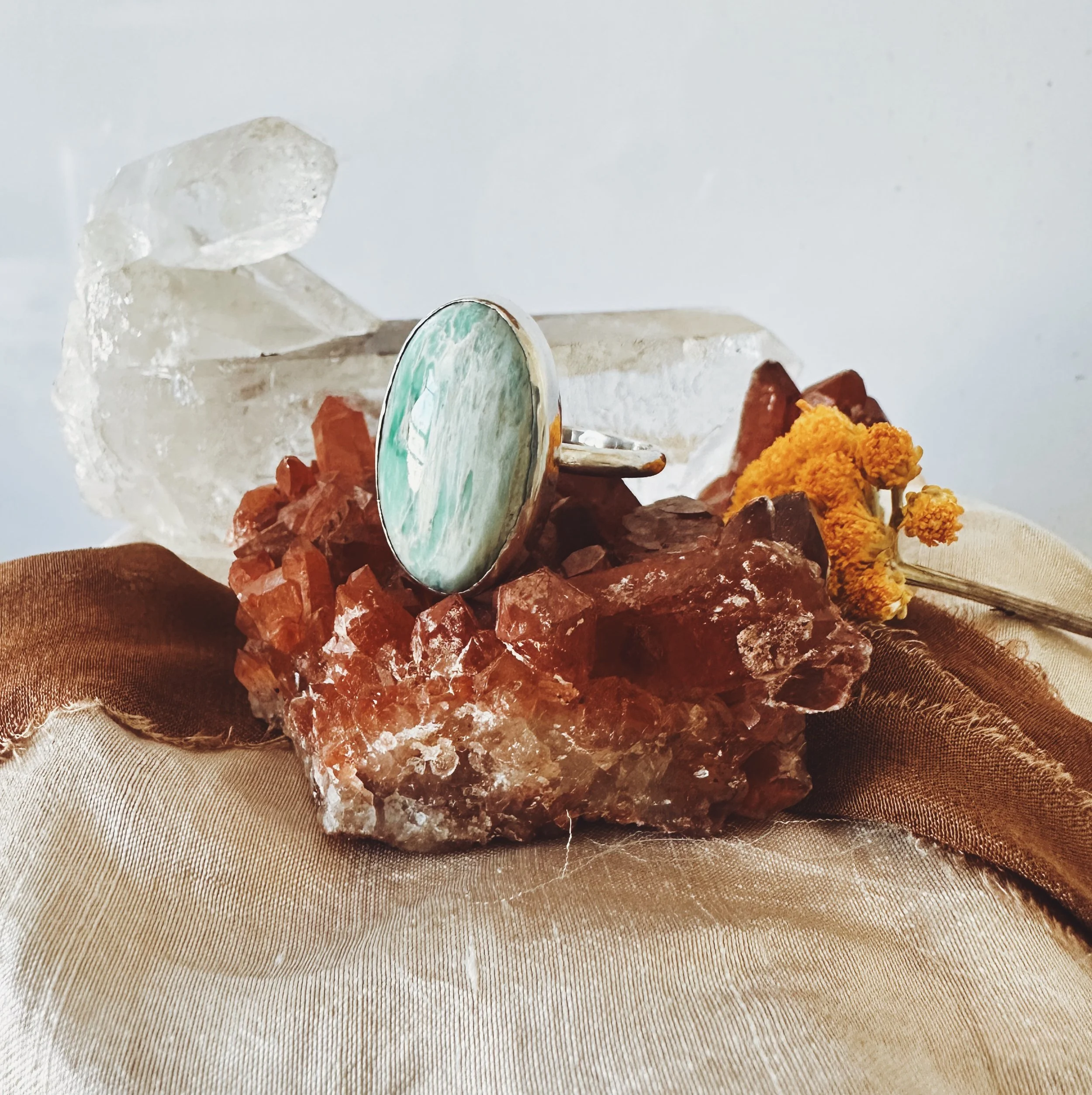 Variscite and Sterling Silver Ring - Size 10