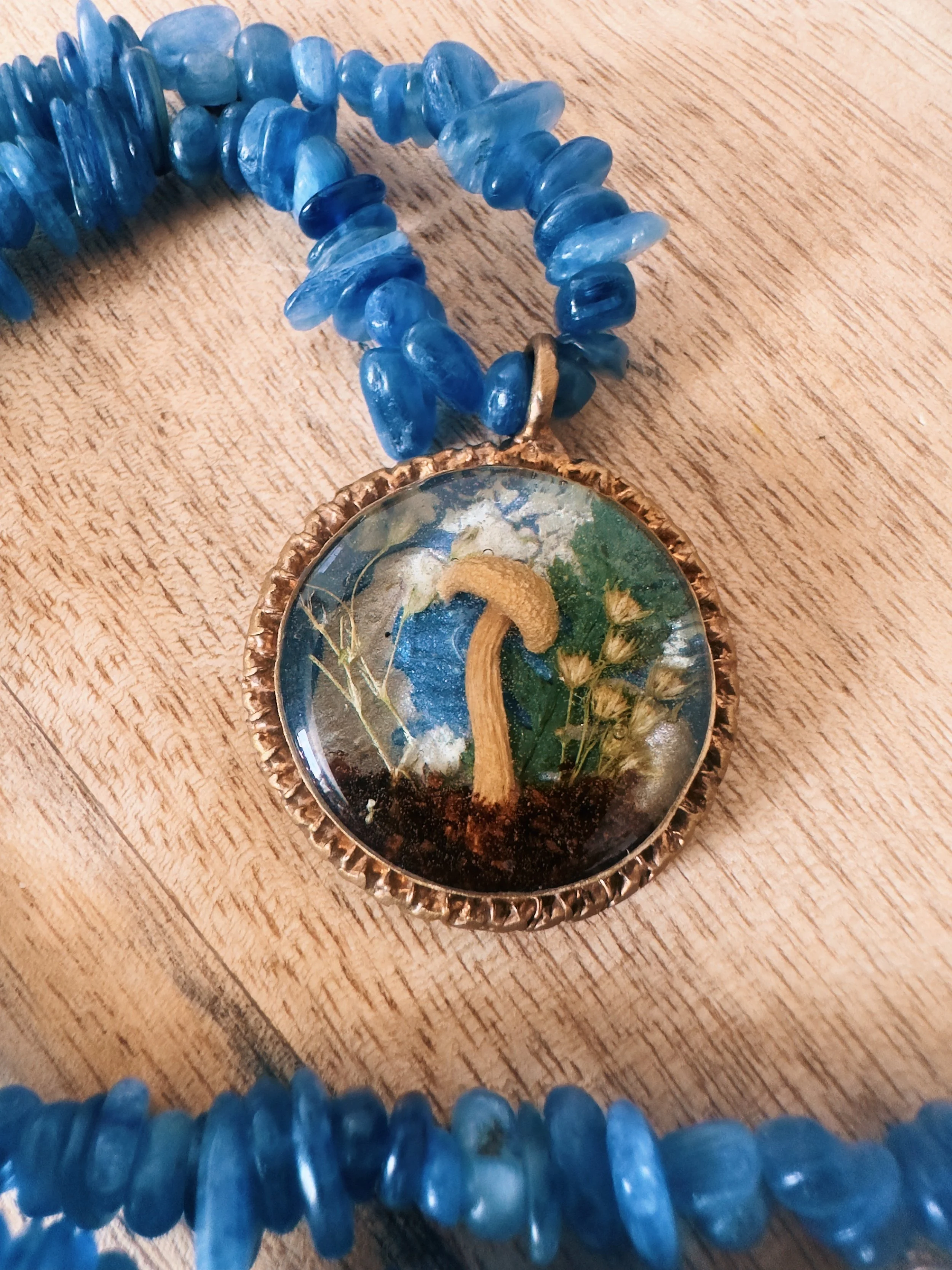 Foraged Mushroom Pendant with Kyanite