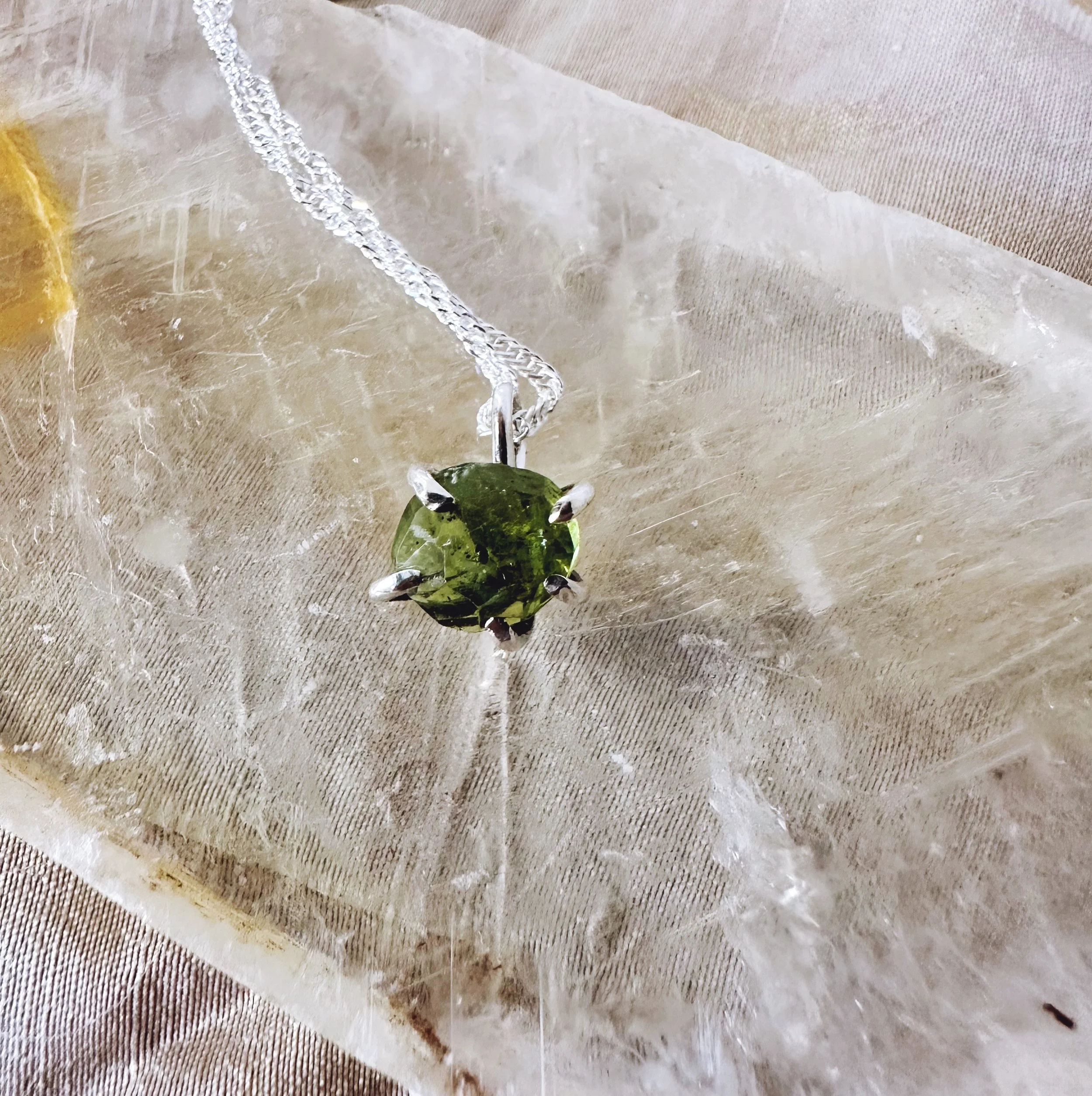 Claw Set Sterling Silver Peridot Pendant