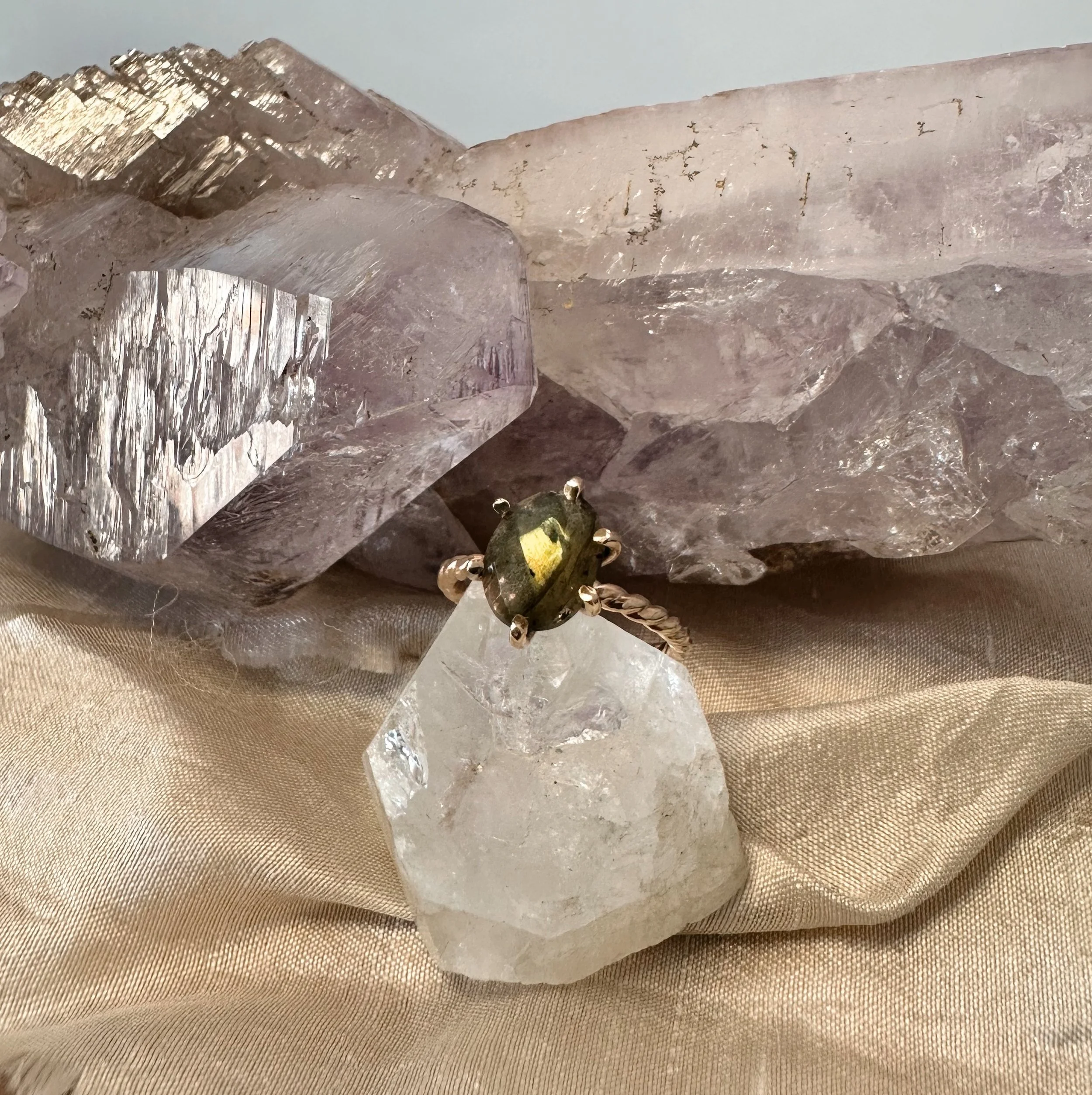 Claw set Labradorite and 14k Gold Fill Ring, size 3.75