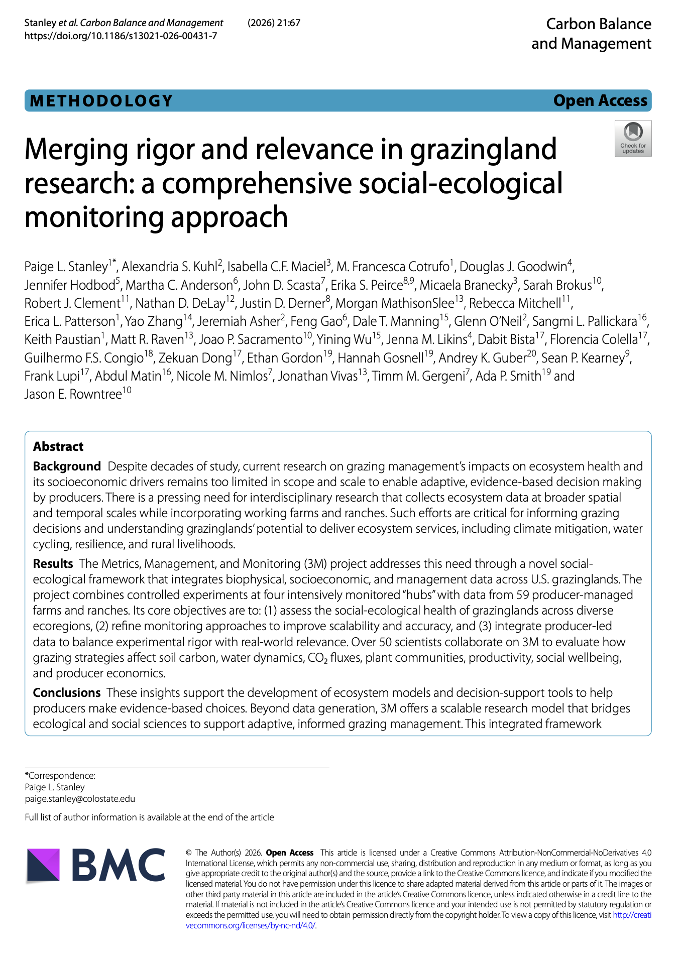 Merging rigor and relevance in grazingland research: a comprehensive social-ecological monitoring approach