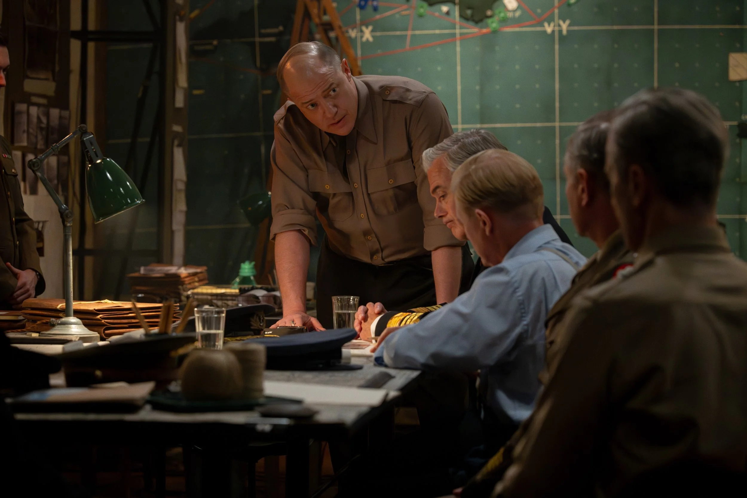  Brendan Fraser as General Dwight D. Eisenhower in  Pressure . • Photo Credit: Alex Bailey/Focus Features/StudioCanal 