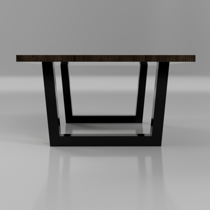 Timber coffee table with angled steel legs