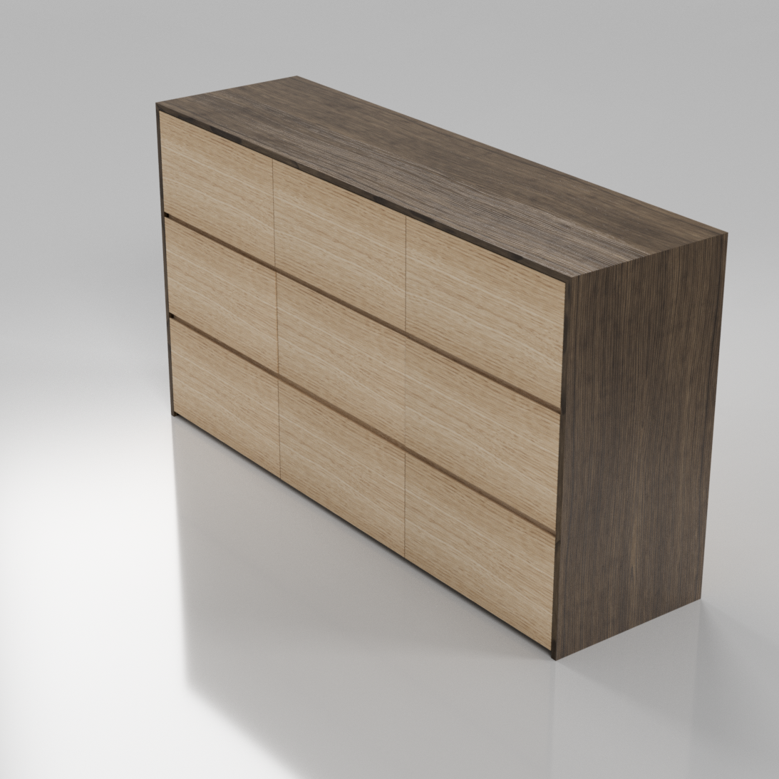 Wooden Set of drawers with a mitred waterfall edge
