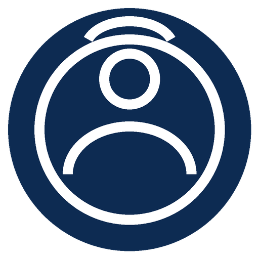 Icon of a person's silhouette with a phone signal symbol above, indicating emergency contact or help.