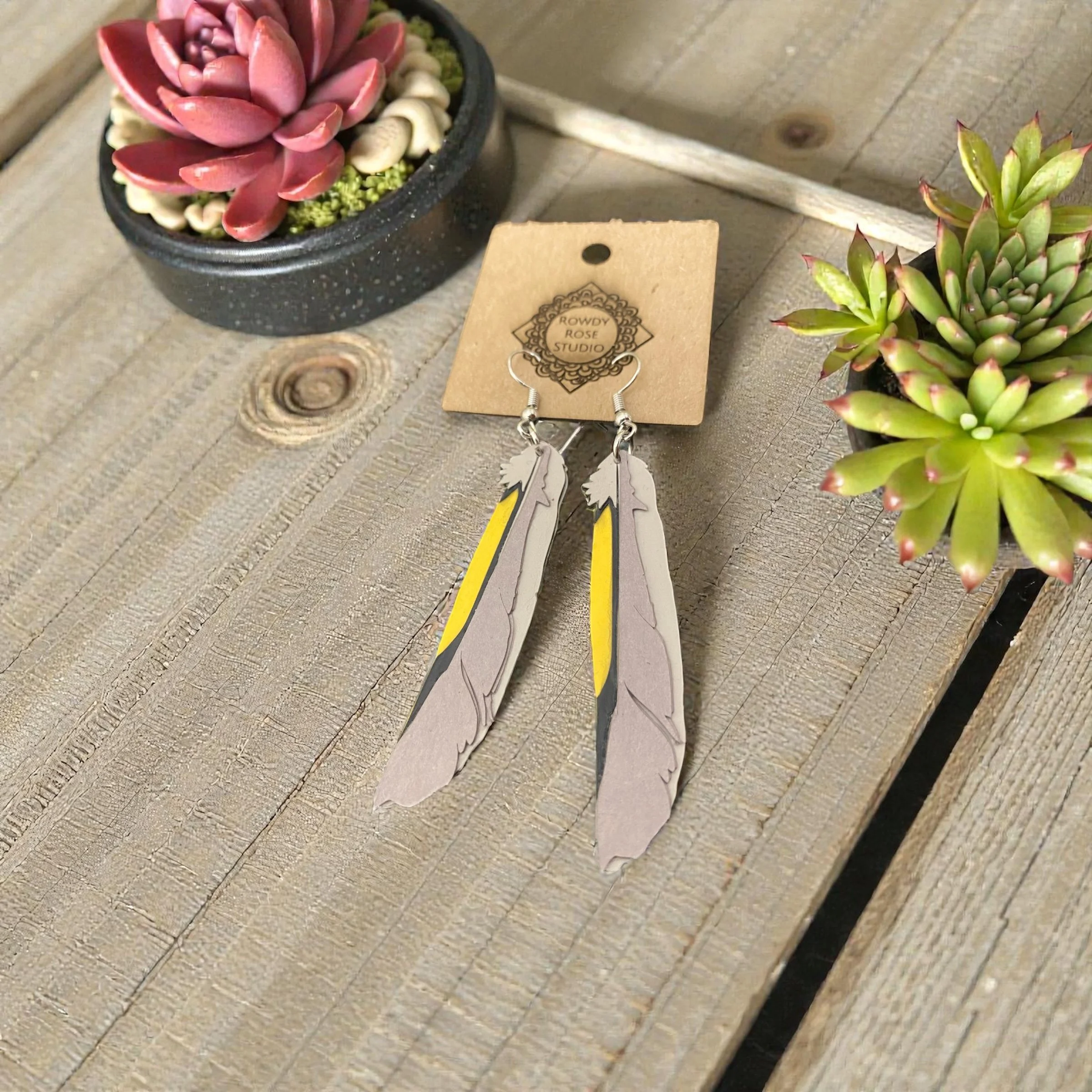 Gold Finch Feather Earring
