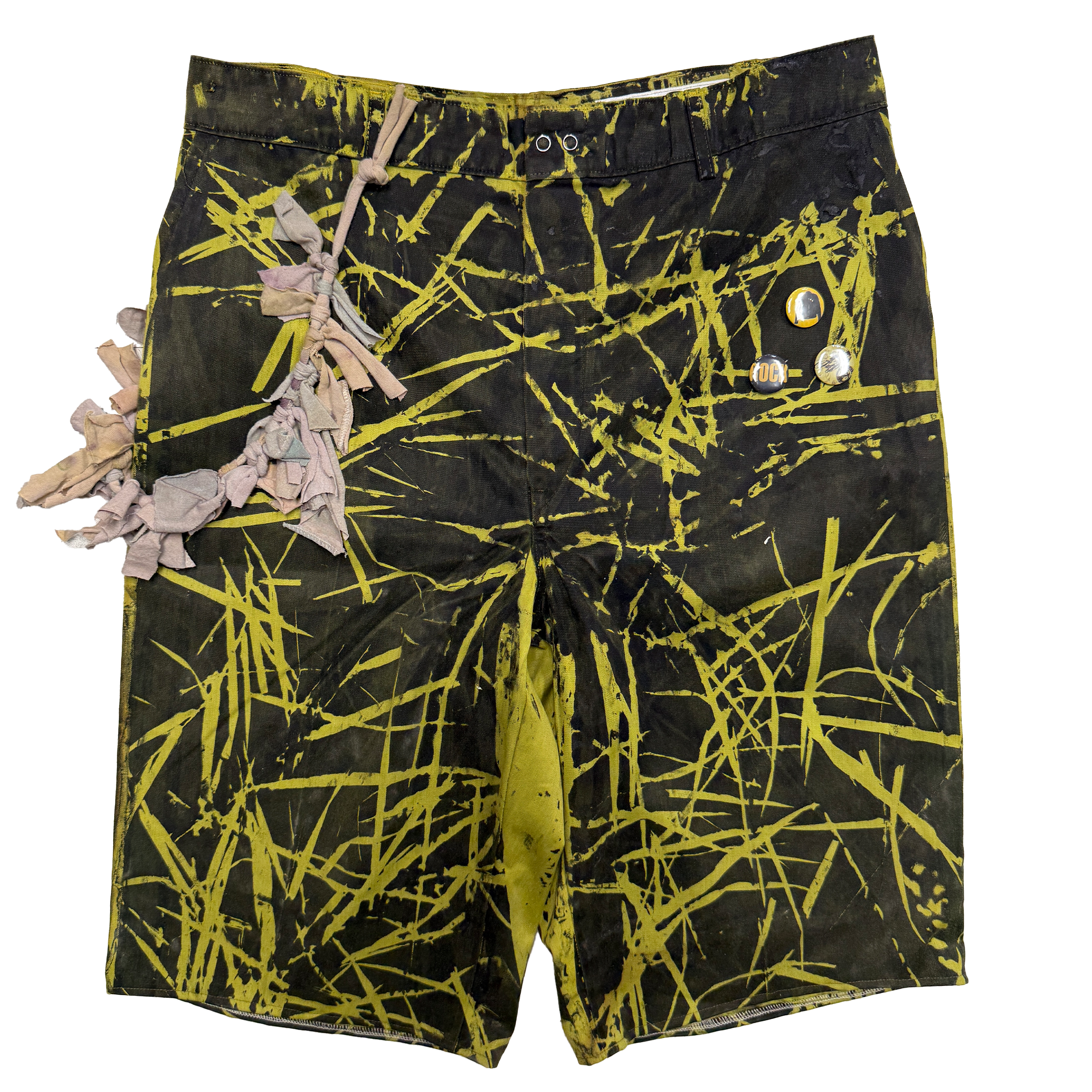 WWWYRED Yellow Metal Printed Shorts