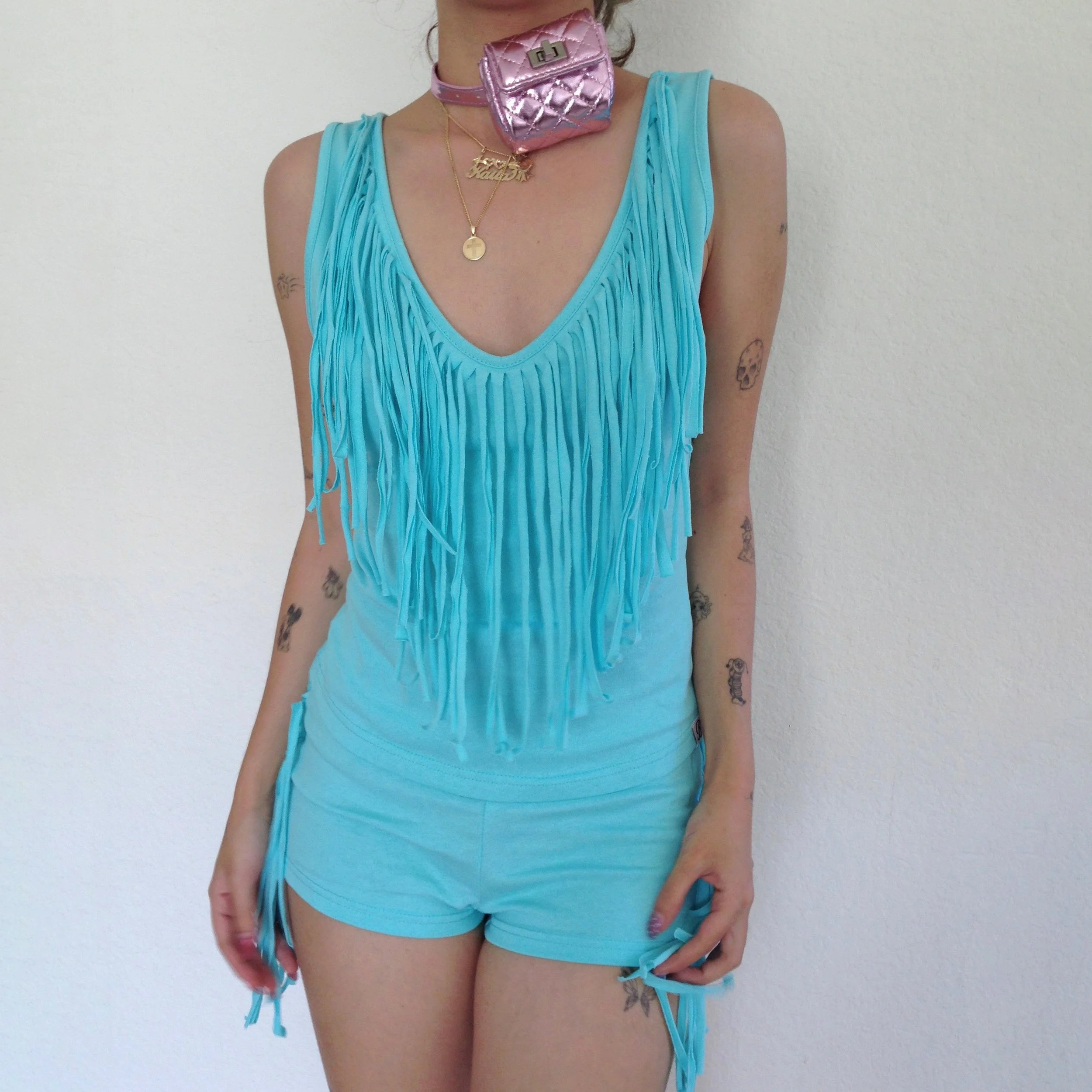 BLONDITA Blue Fia Fringe Tank