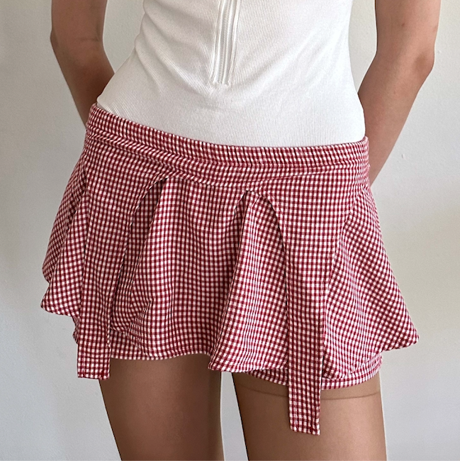 BLONDITA Red Gingham Garter Skort