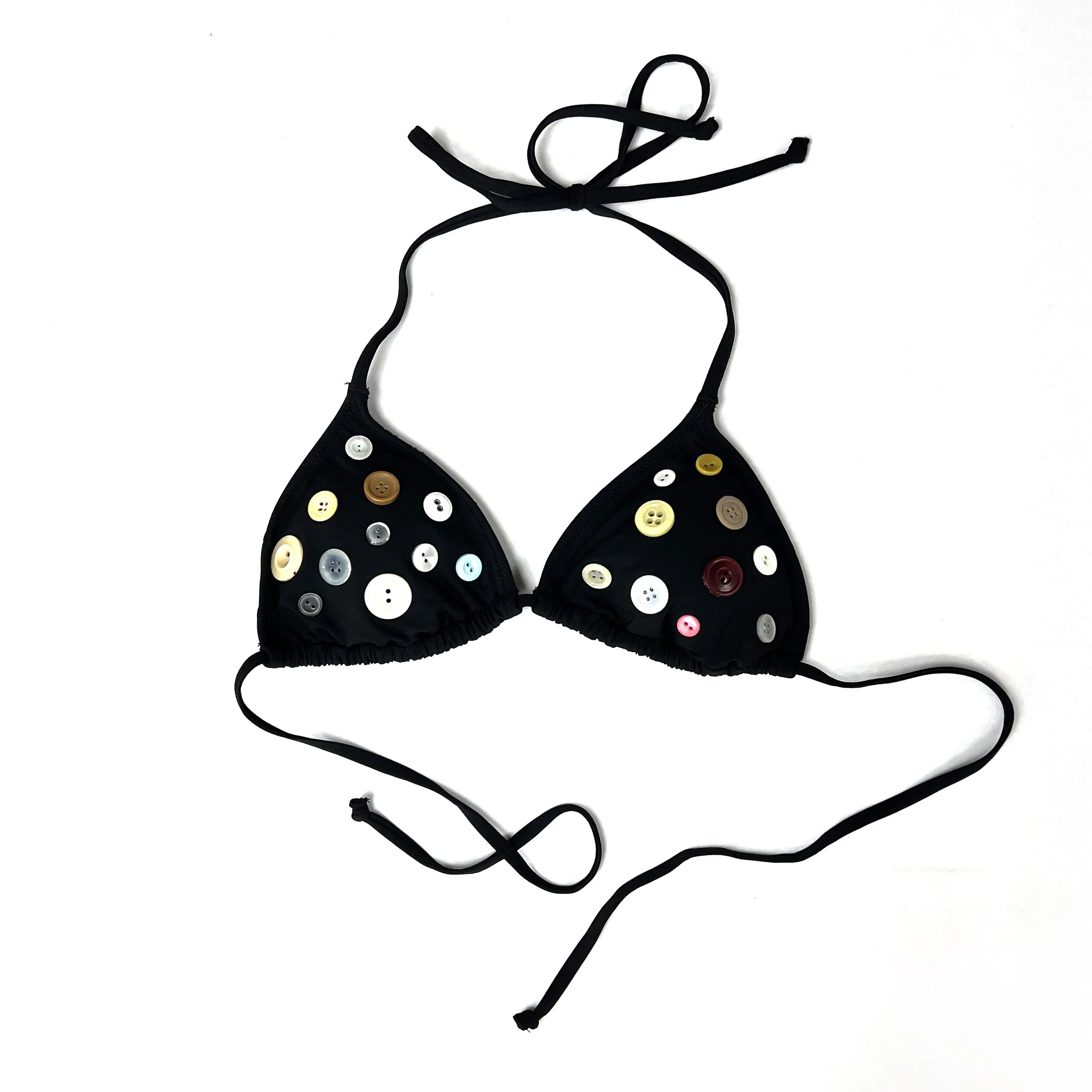 ELLEN JARNEFELT Black Button Bikini Top 2
