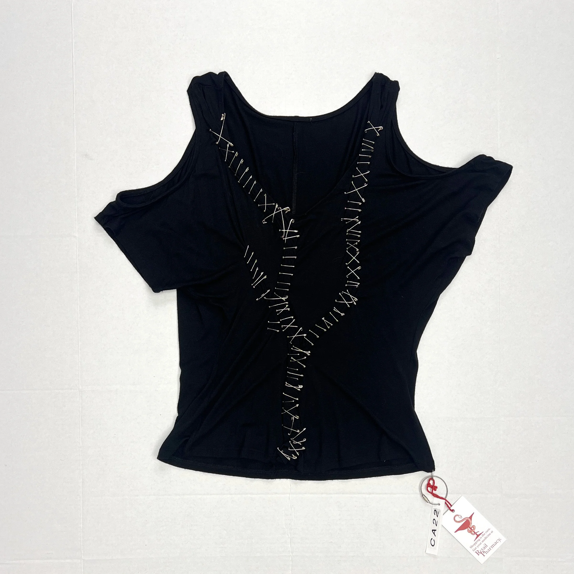 CA22  Black Cold Shoulder PnP Top