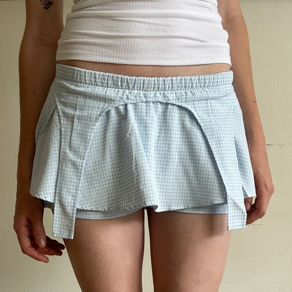 BLONDITA Blue Gingham Garter Skort