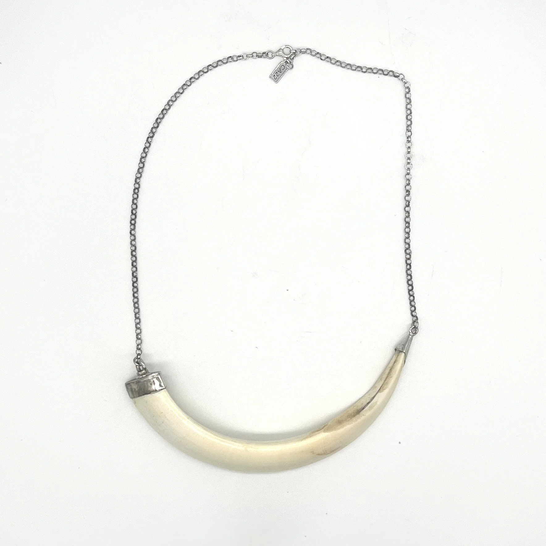CA22 Boar's Tusk Silver Necklace
