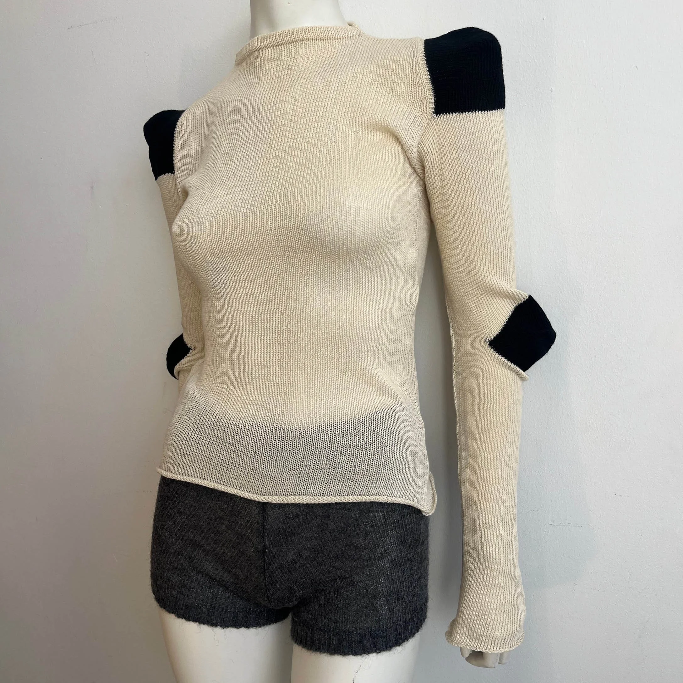 LILIES OF THE VALLEY Beige Sock Sleeve Sweater