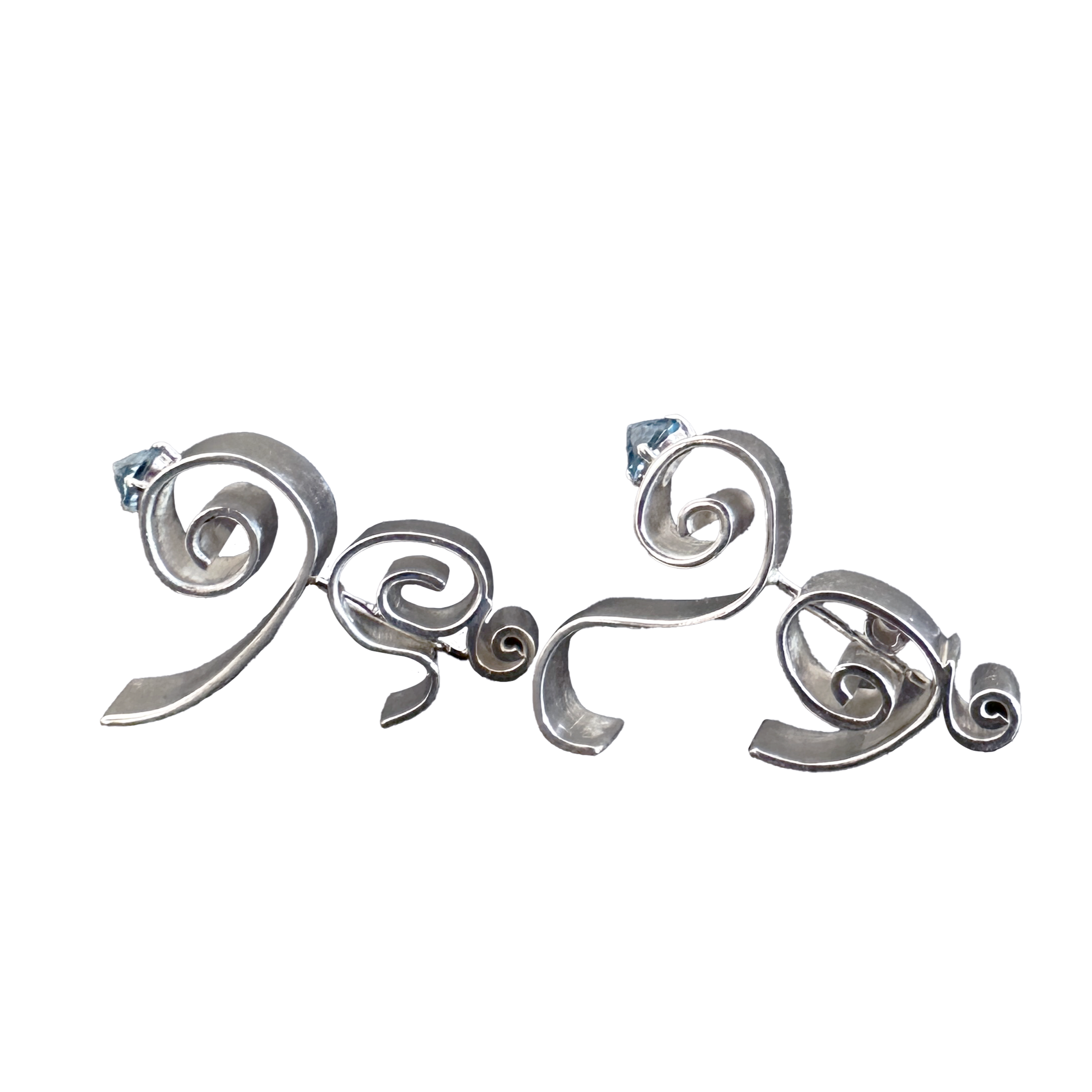 POND IN THE FISH Chuang Earrings, Sterling Silver, Topaz