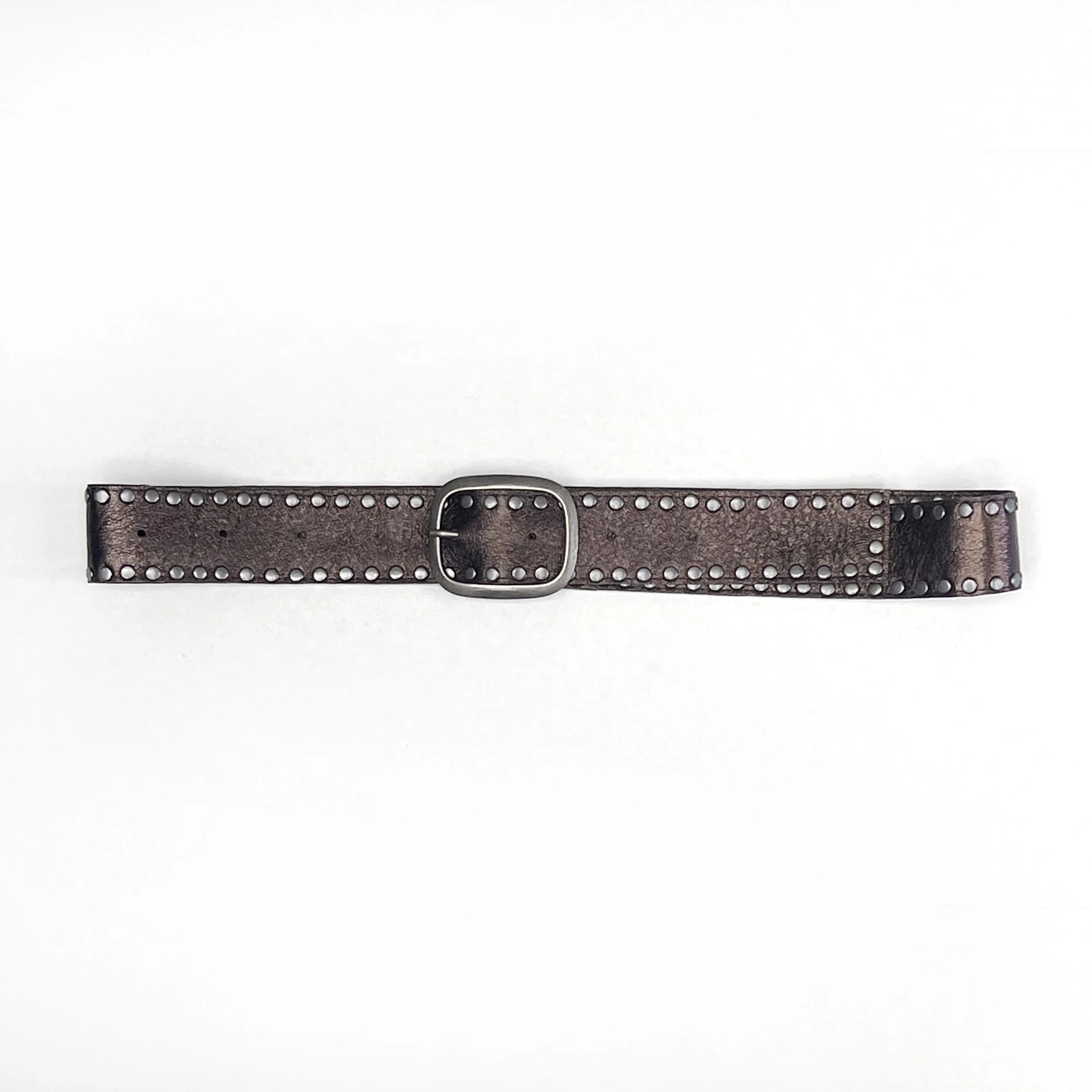 HELENA EISENHART Metallic Brown Leather Stud Belt